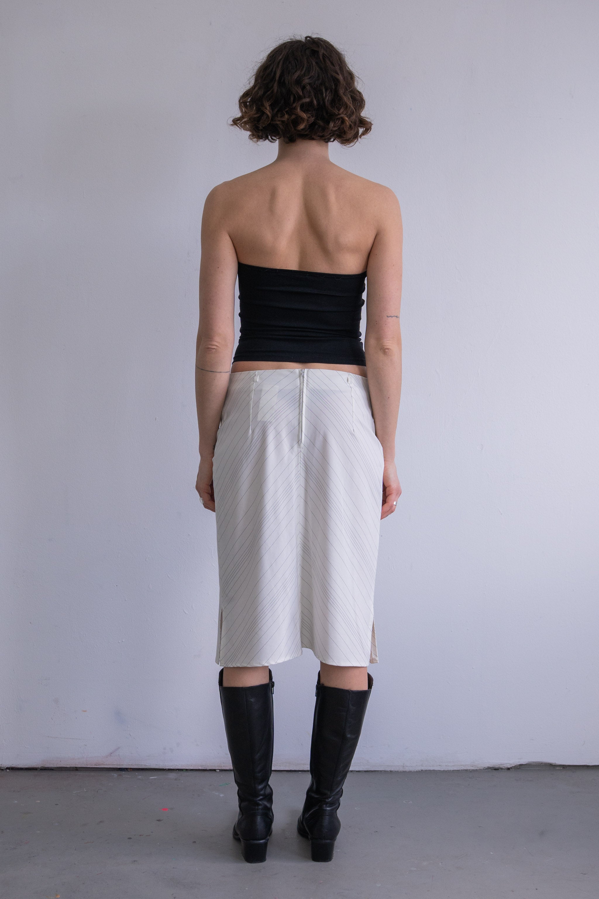 Off White Skirt Black Stripe - Size M