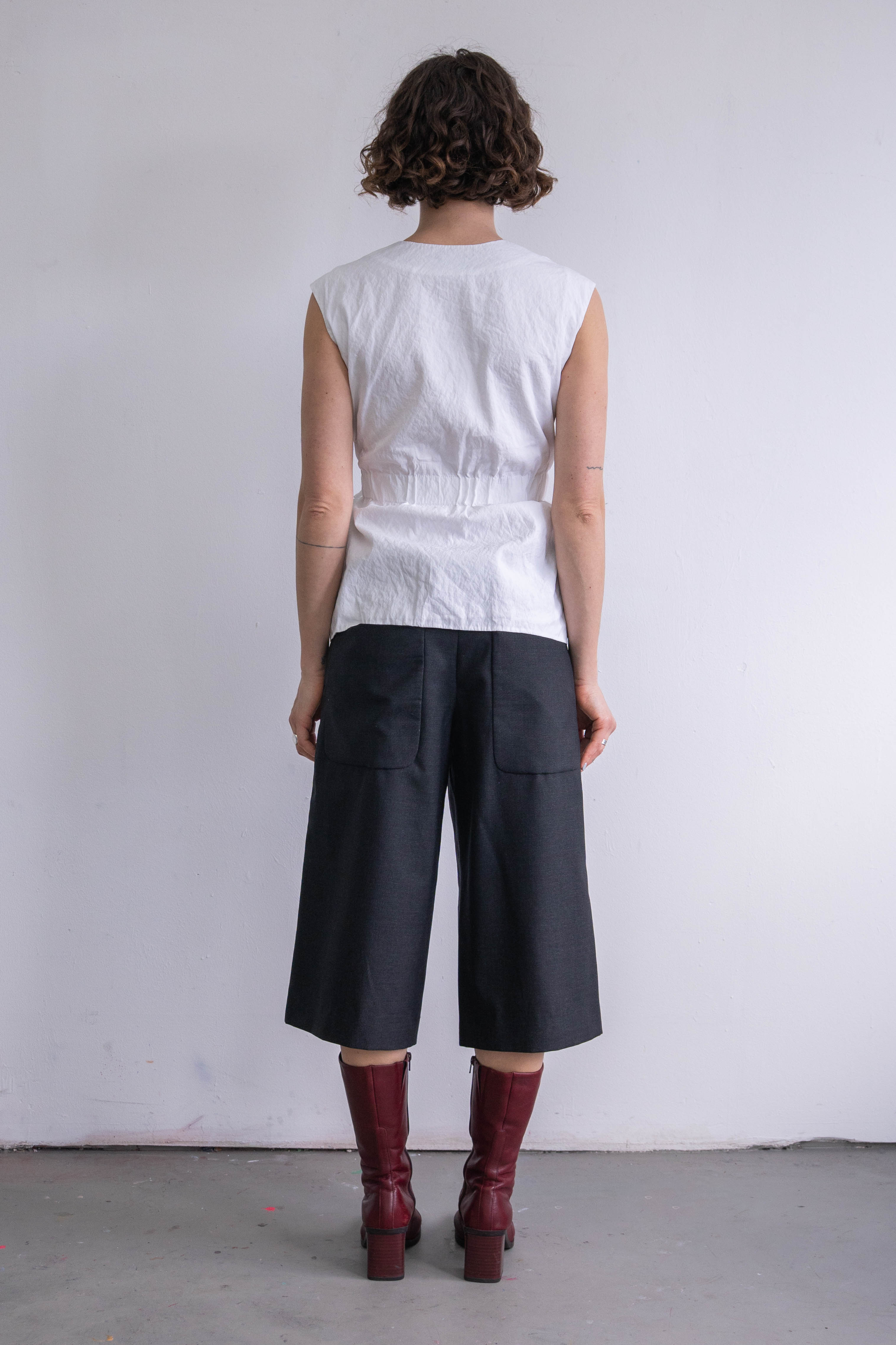 White Cotton Tie Top - Size S