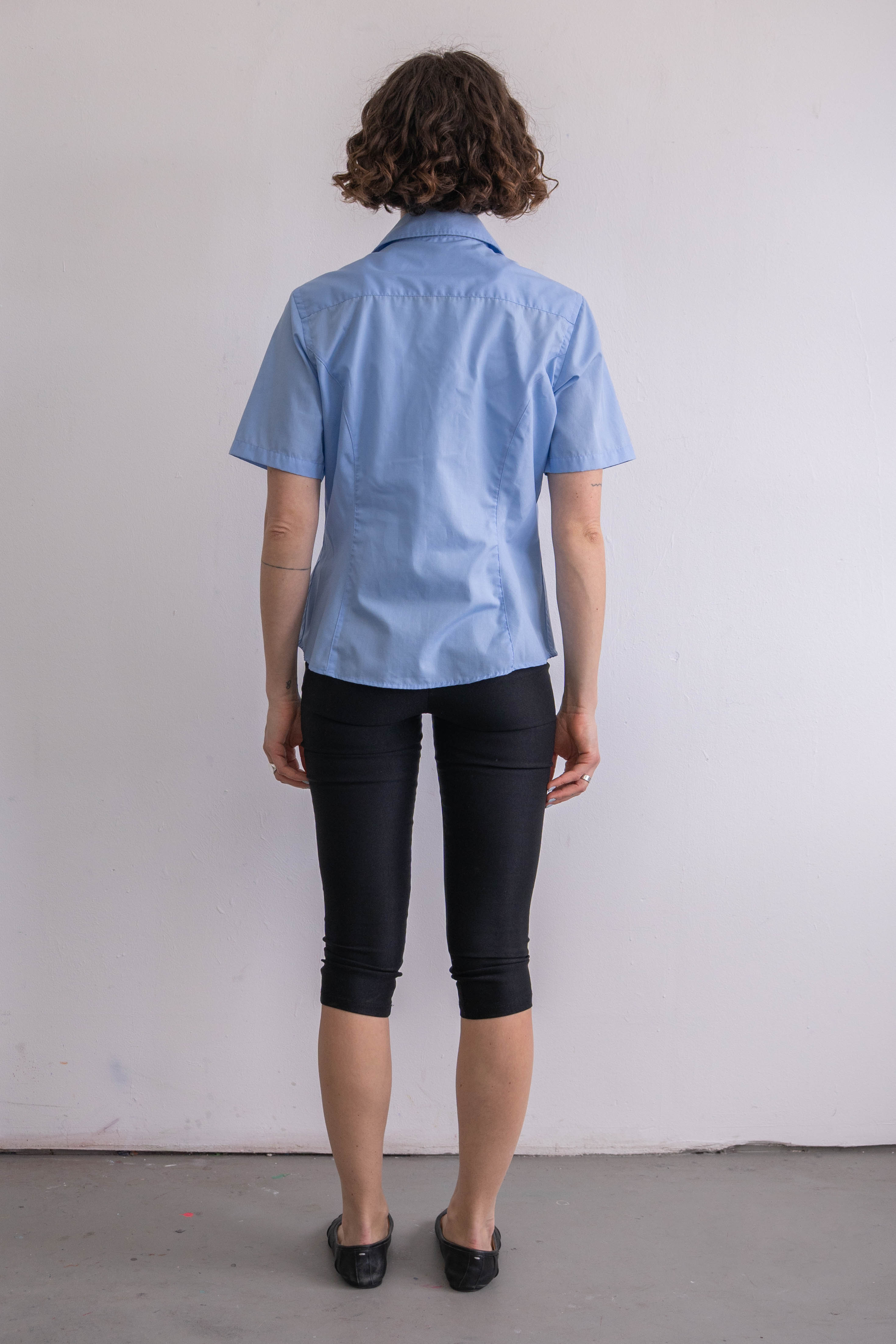 Light Blue Short Sleeve Blouse - Size L
