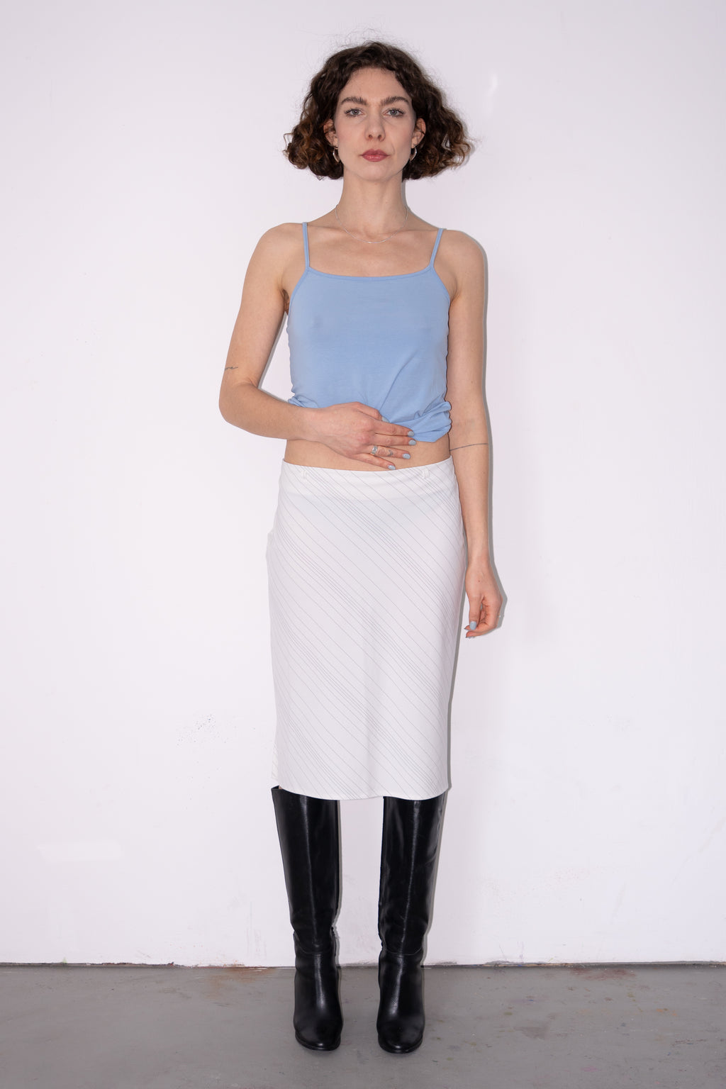 Off White Skirt Black Stripe - Size M