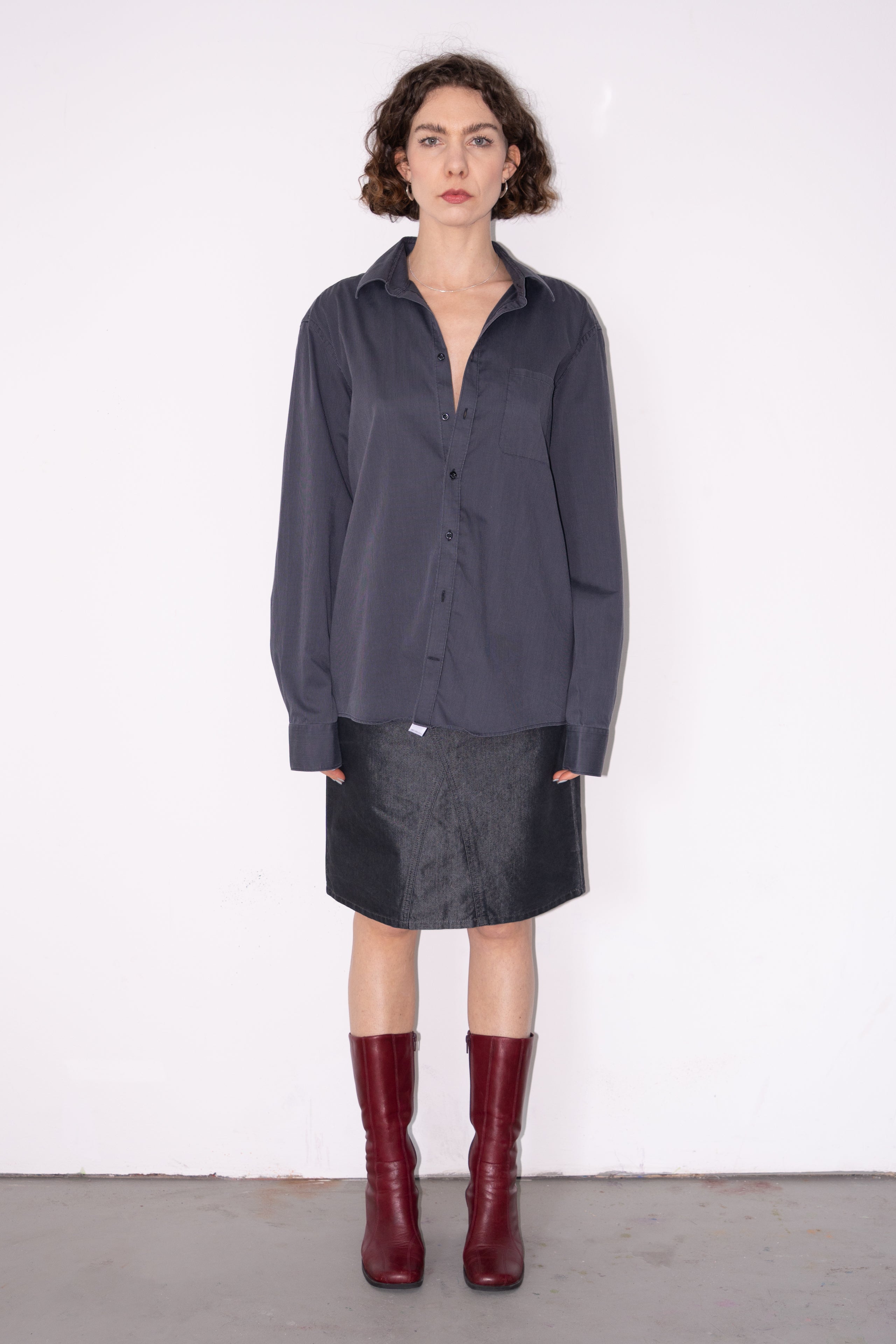 Oversized Shirt Blue Grey - Size XL