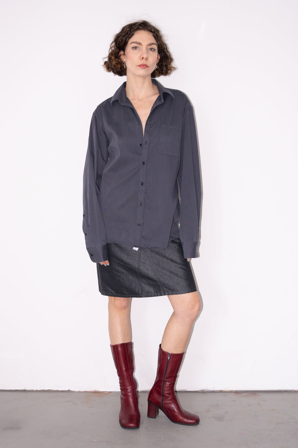 Oversized Shirt Blue Grey - Size XL