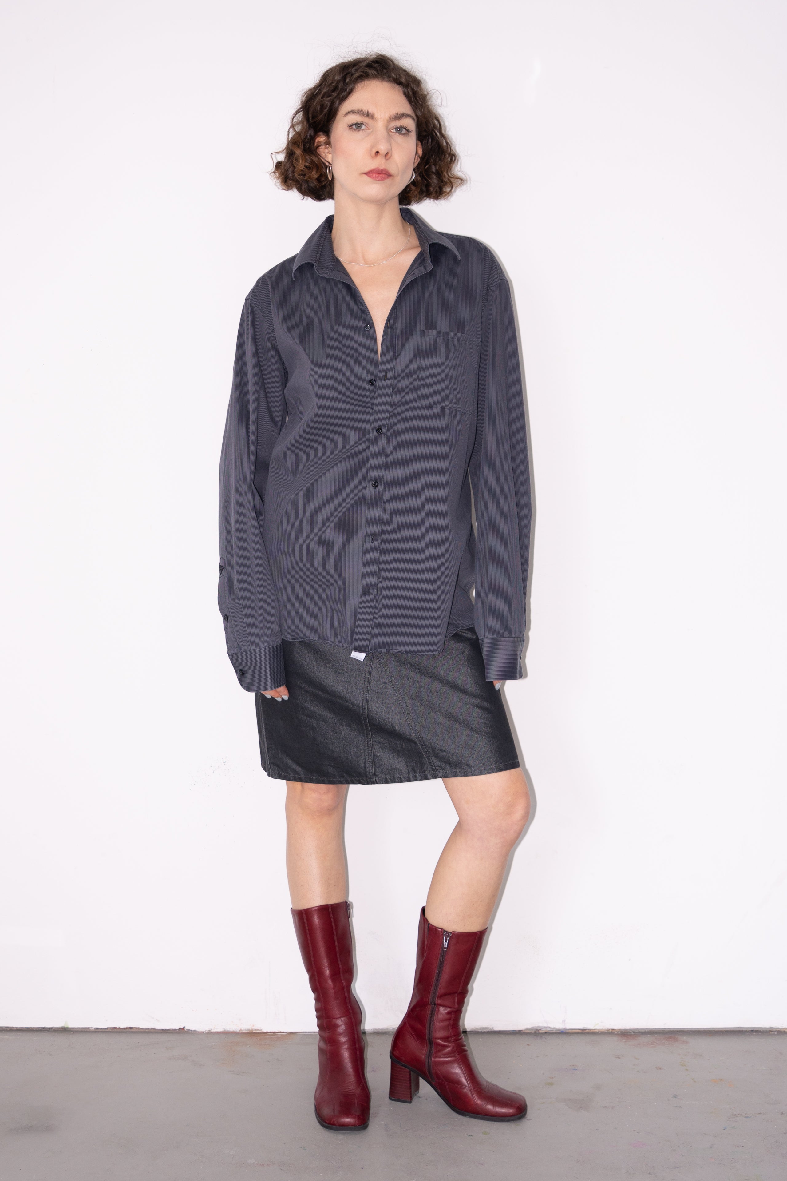 Oversized Shirt Blue Grey - Size XL