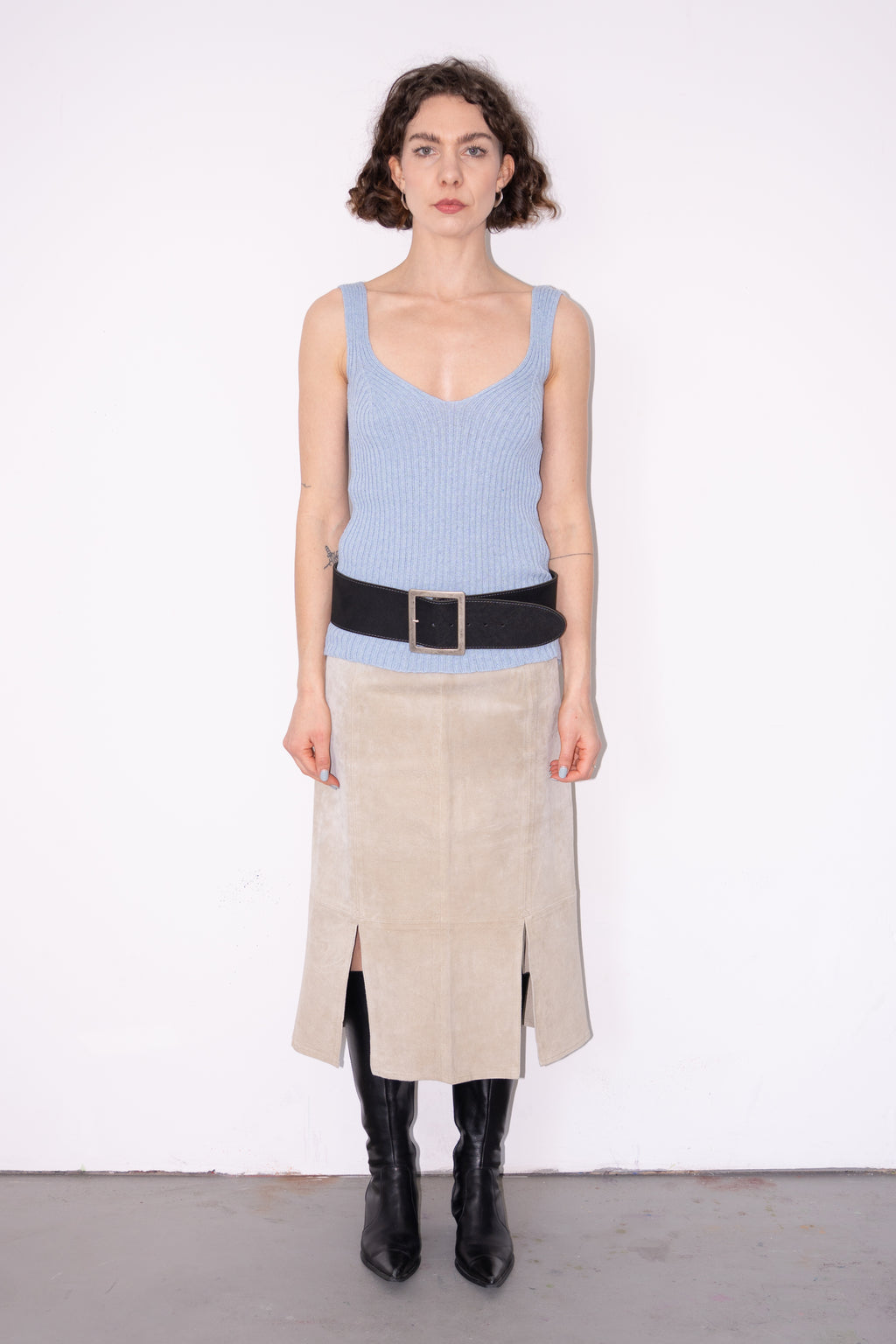 Light Blue Knit Top 10% Wool - Size S