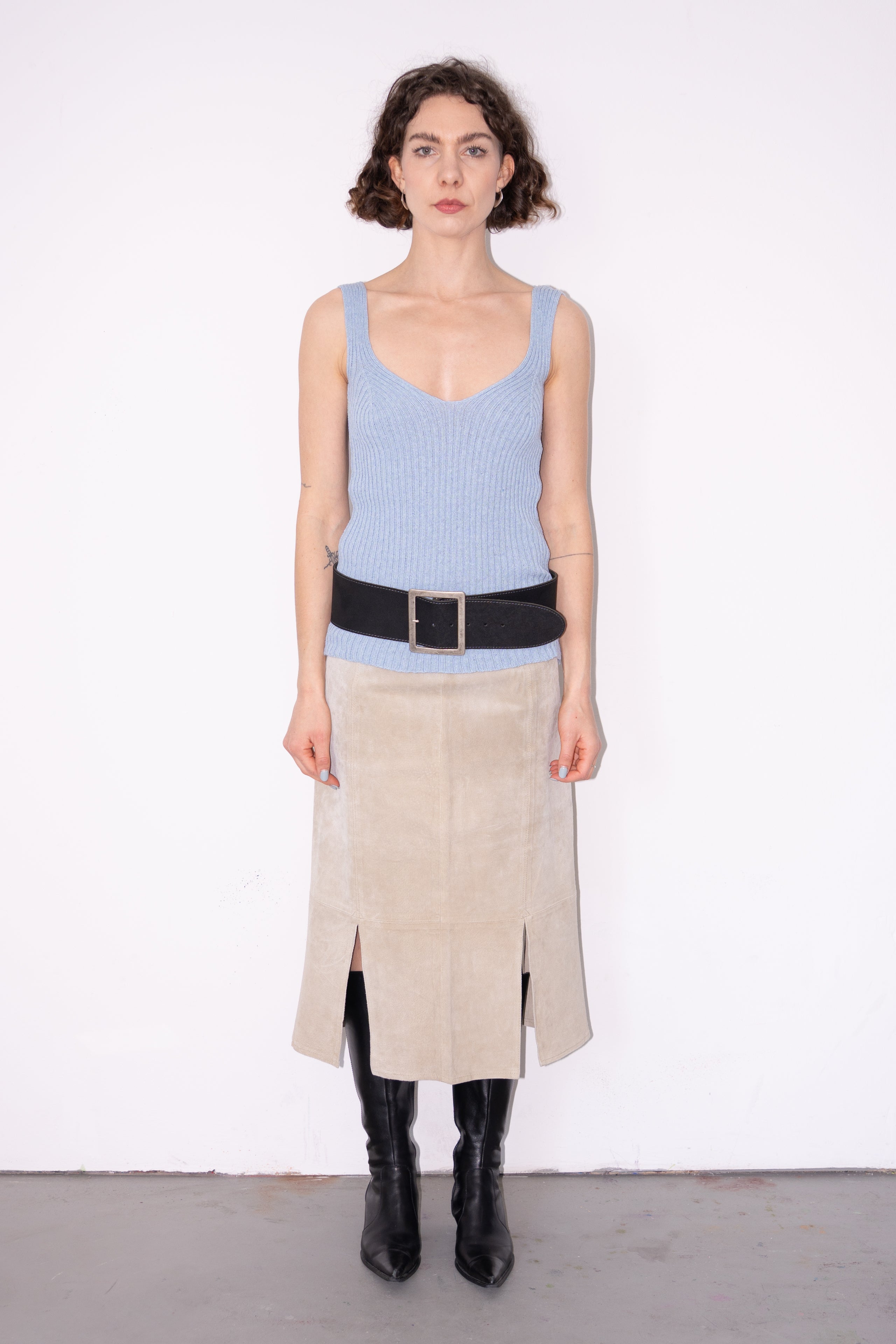 Light Blue Knit Top 10% Wool - Size S