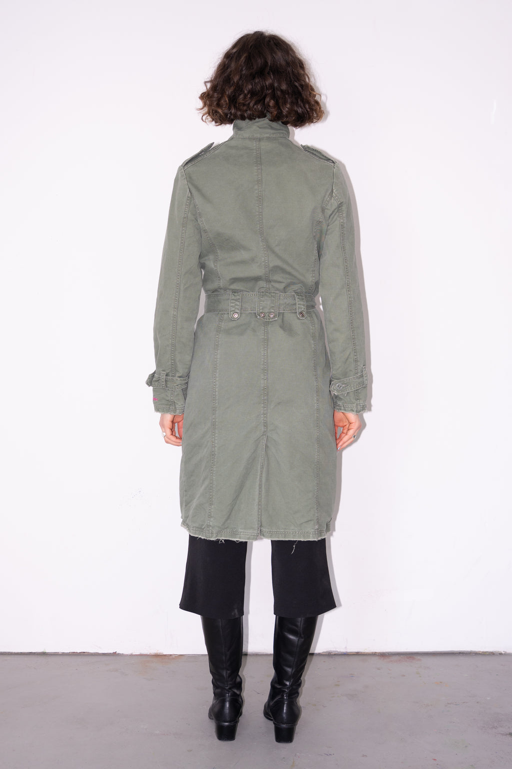 Green Cotton Long Asymmetric Jacket - Size M