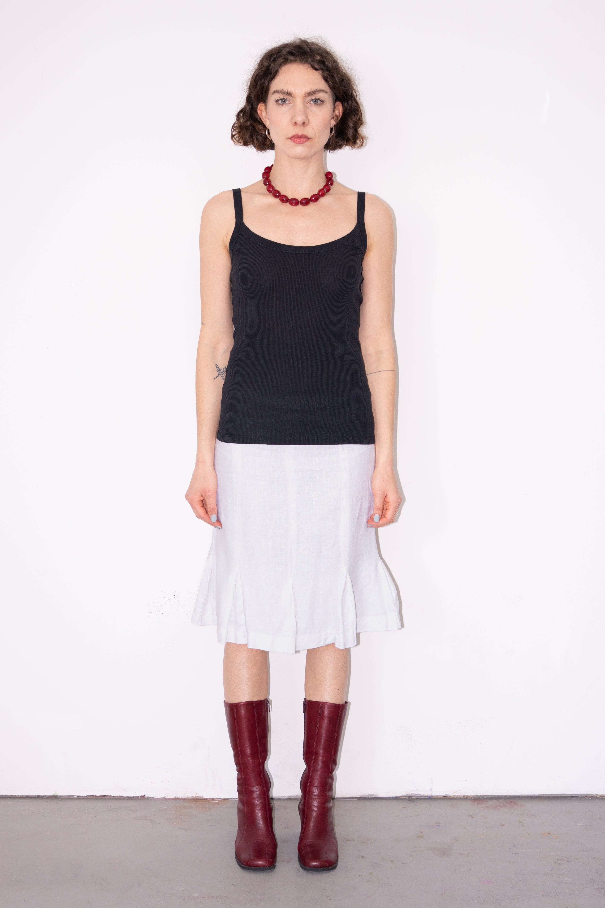 White Skirt 100% Linen - Size M