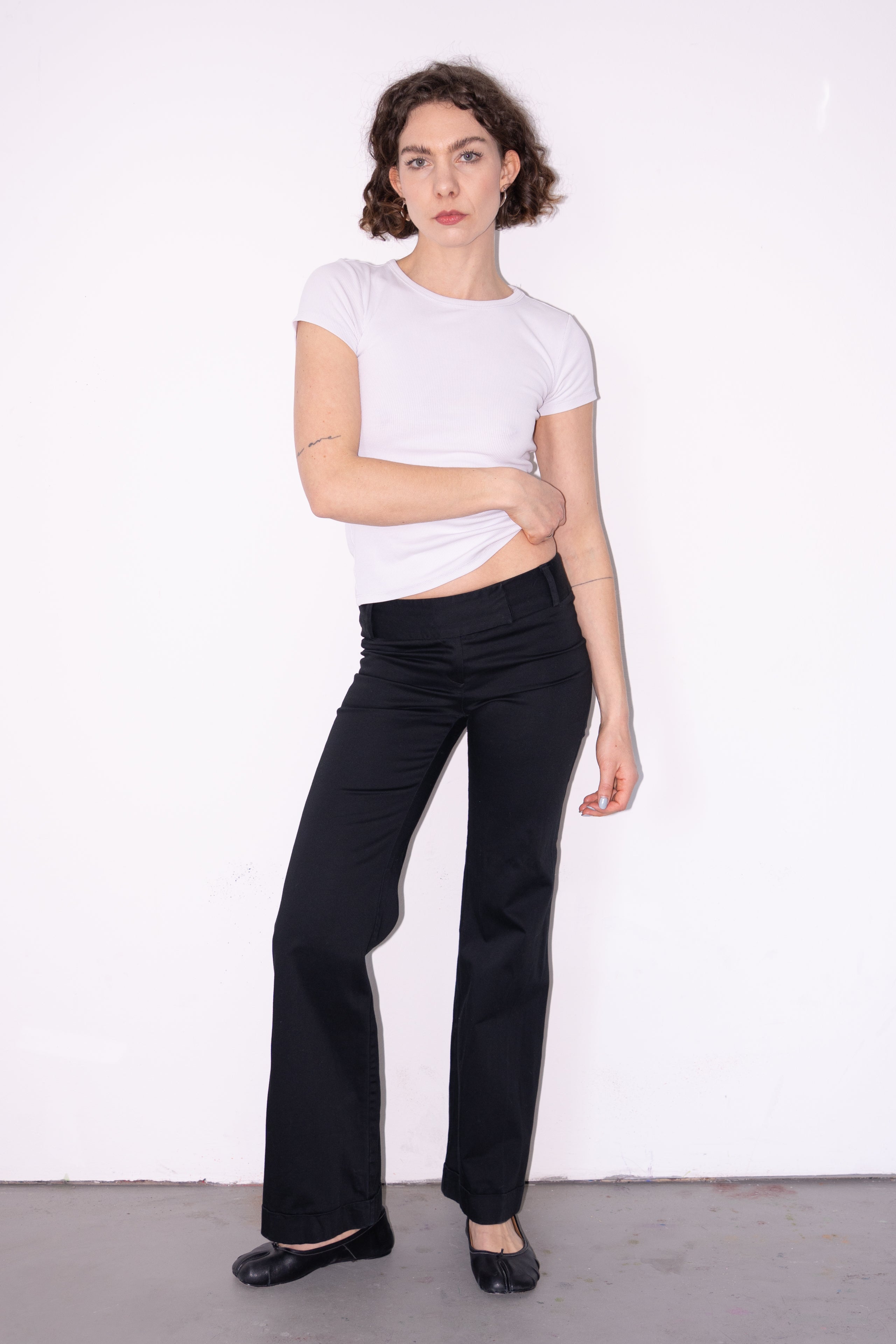 Black Flare Pants Low Waist - Size XS