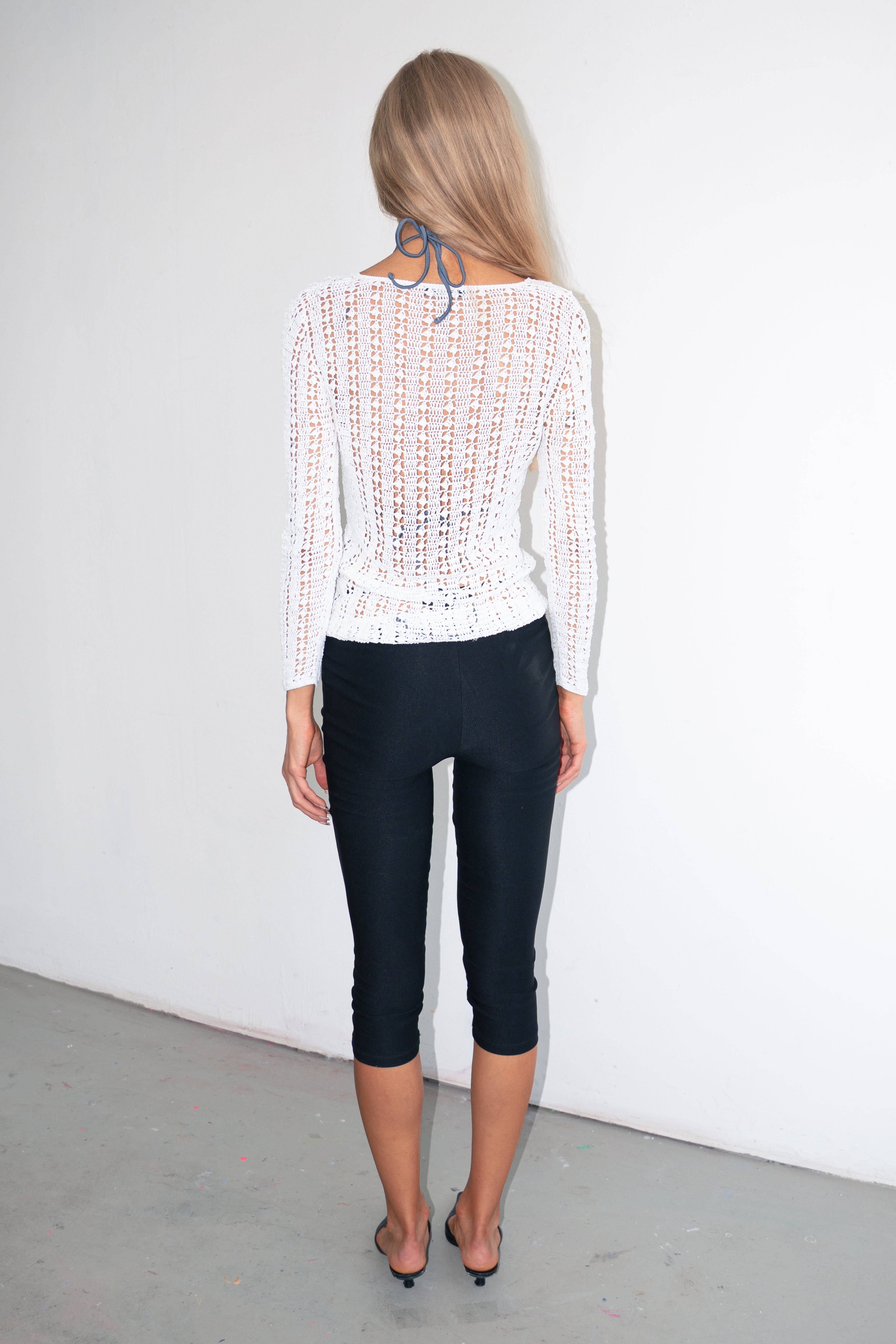 Crochet Style Top 3/4 Sleeve - Size XS