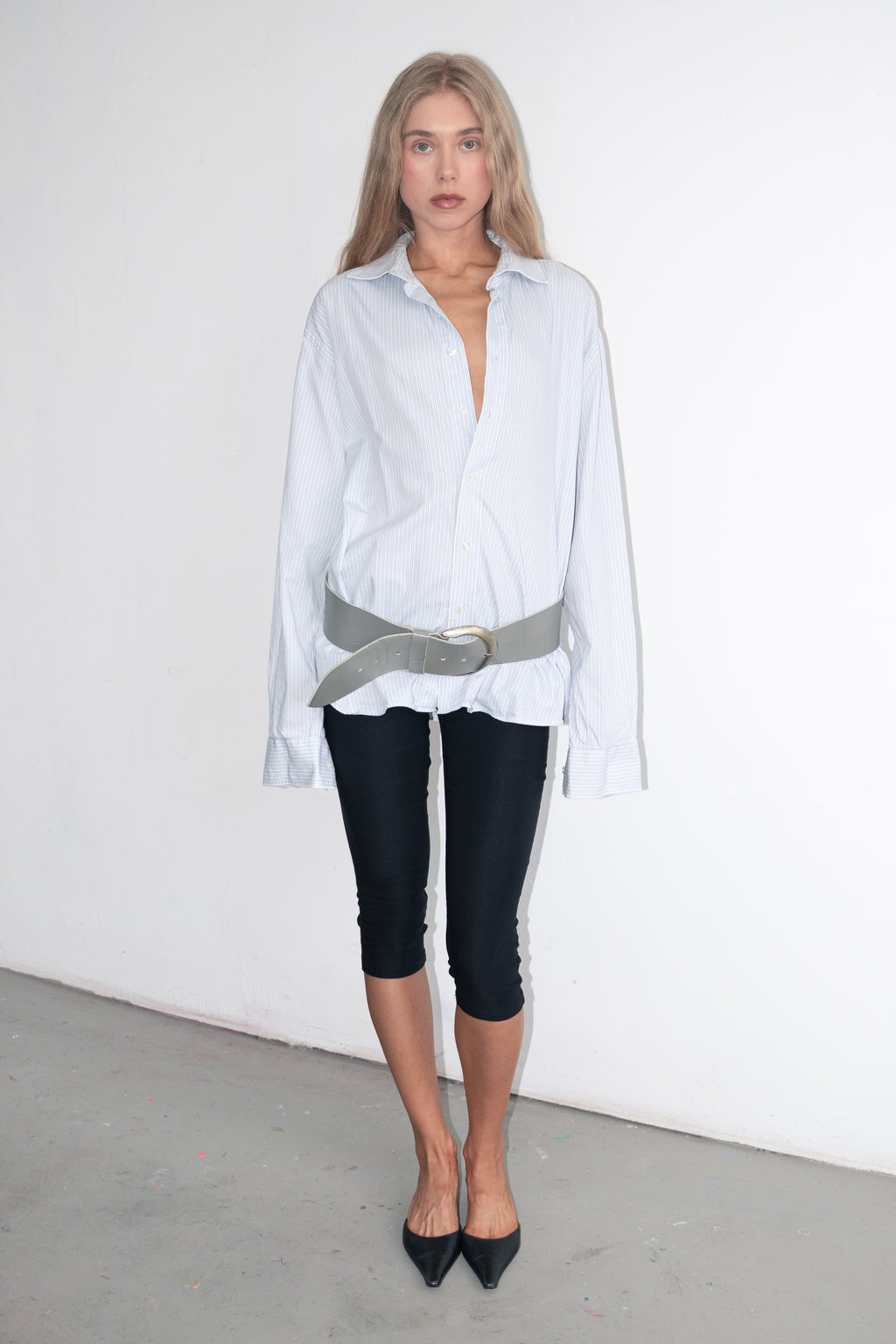 Oversized Shirt Blue Pink Stripe - XL