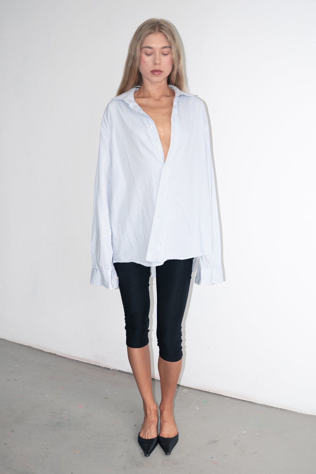 Oversized Shirt Blue Pink Stripe - XL