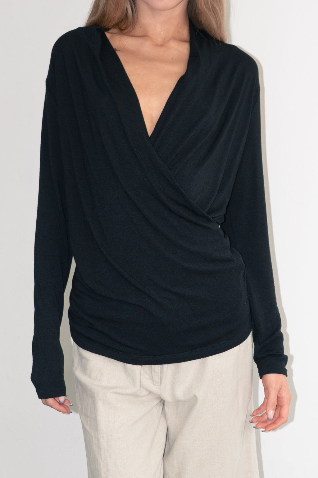 Black Waterfall Top - Size S