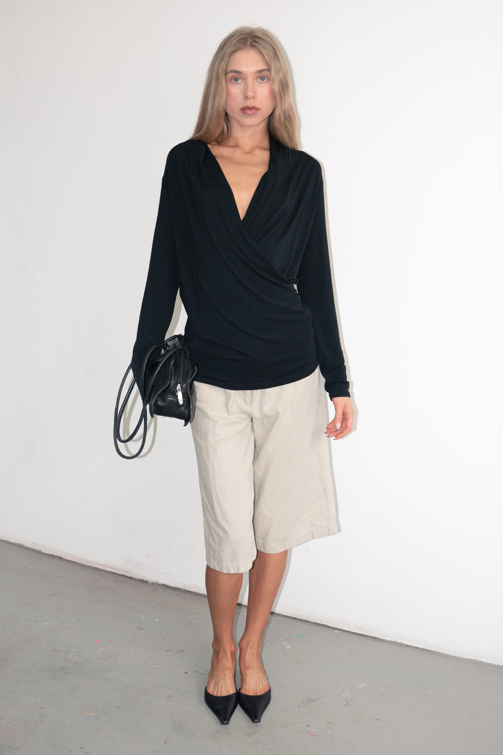 Black Waterfall Top - Size S