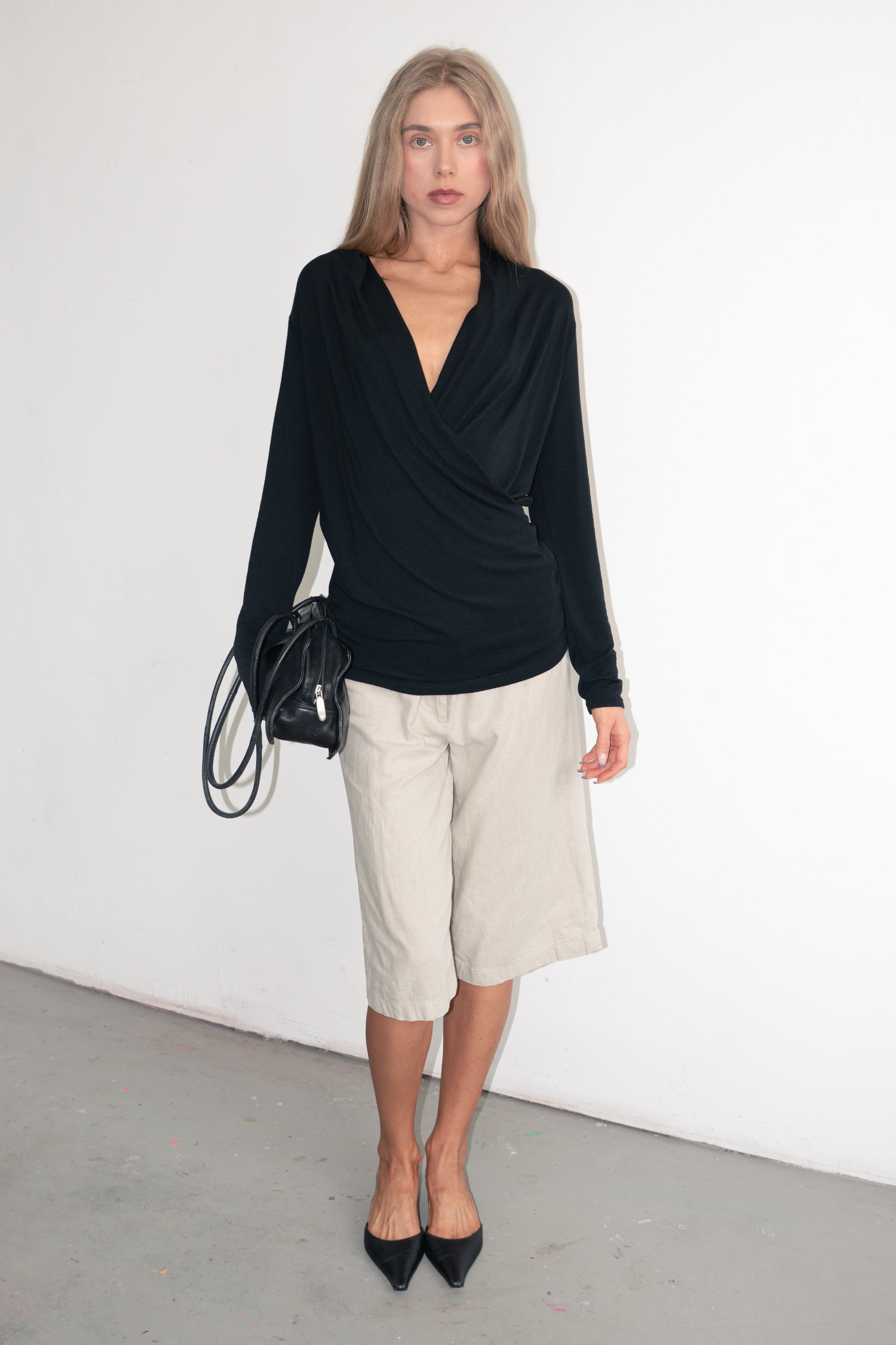 Black Waterfall Top - Size S