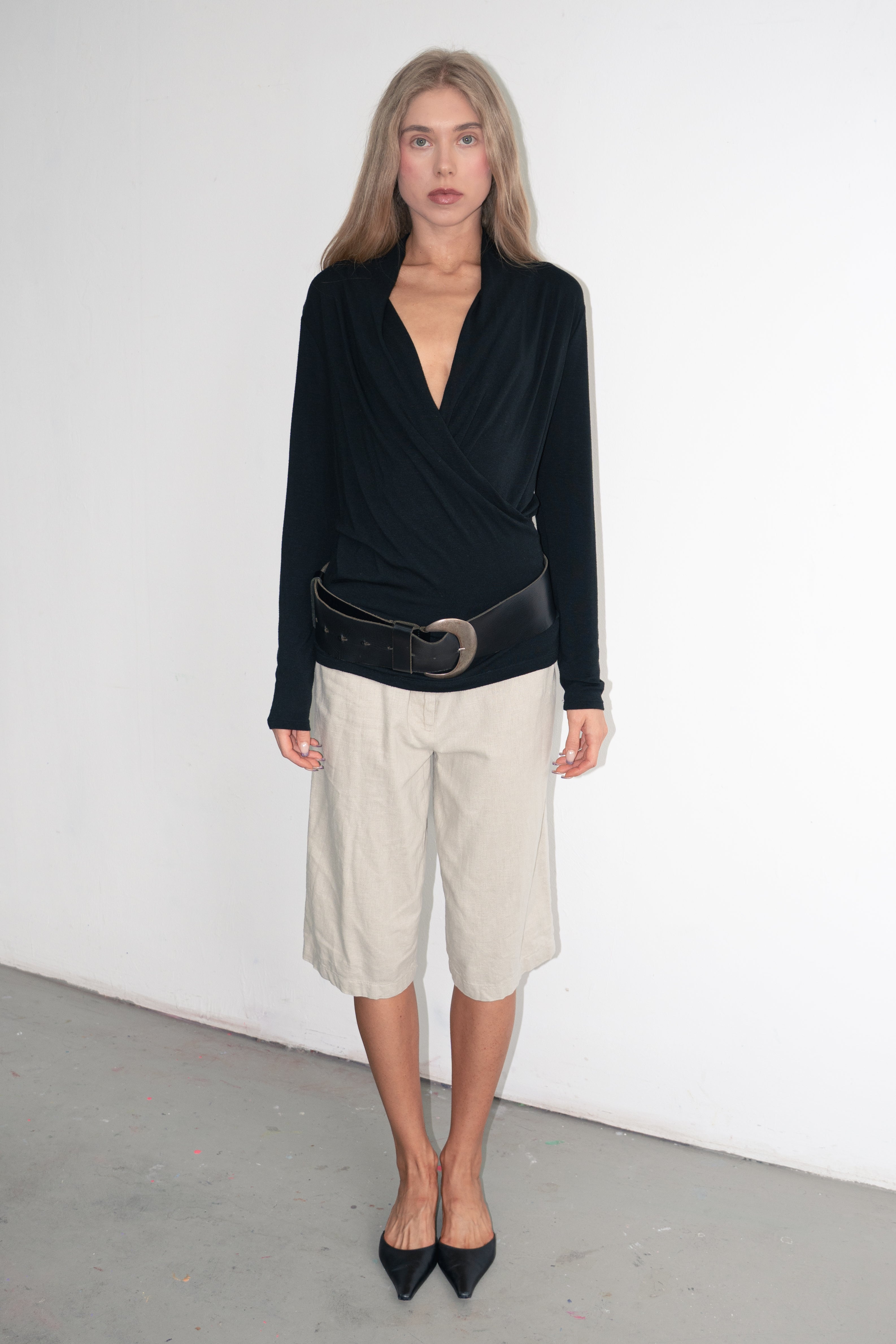 Black Waterfall Top - Size S