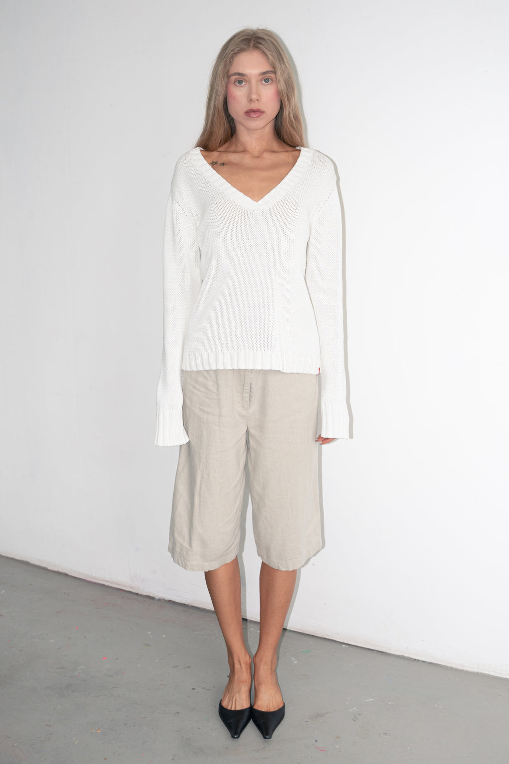 White Cotton Summer Jumper - Size L