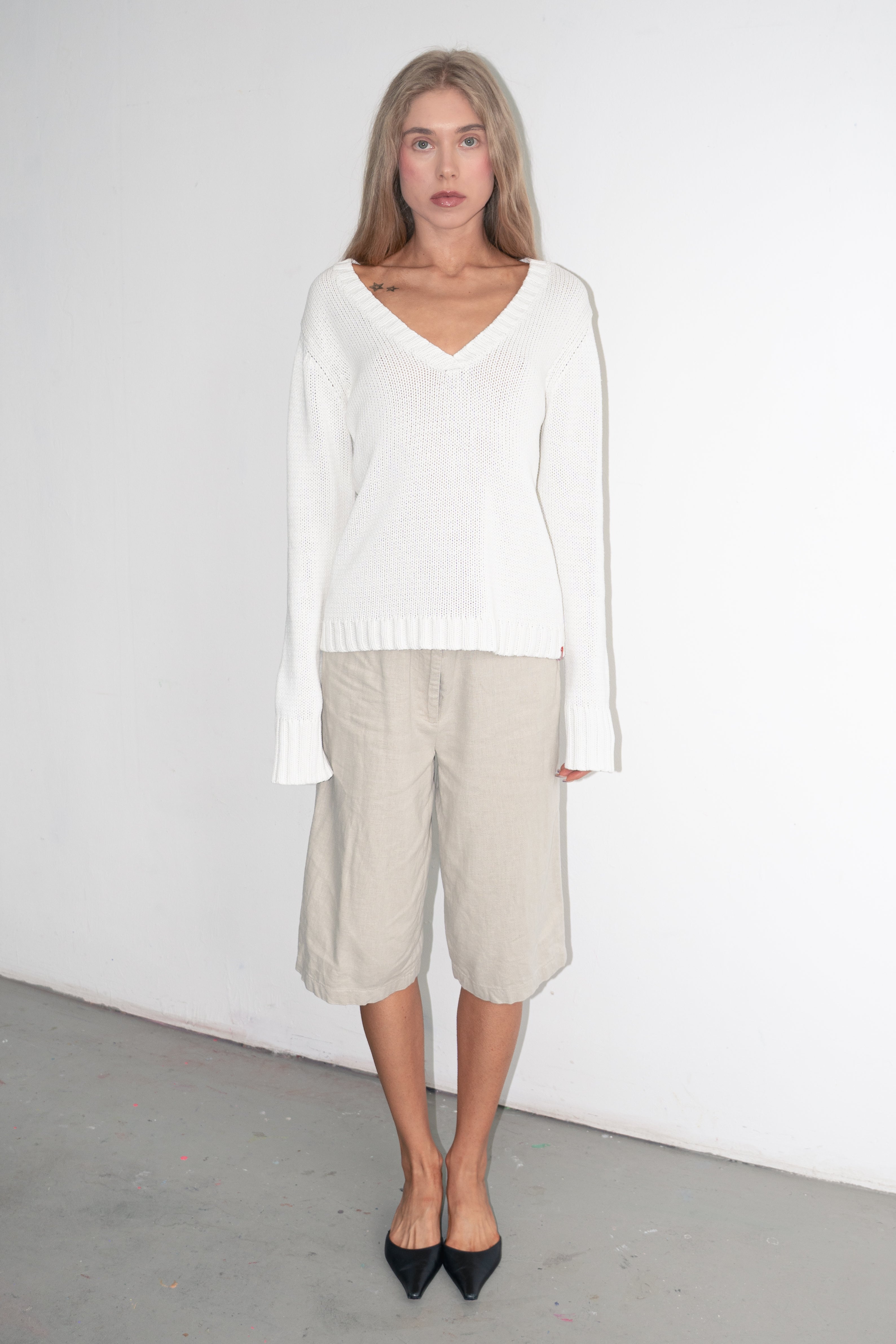 White Cotton Summer Jumper - Size L