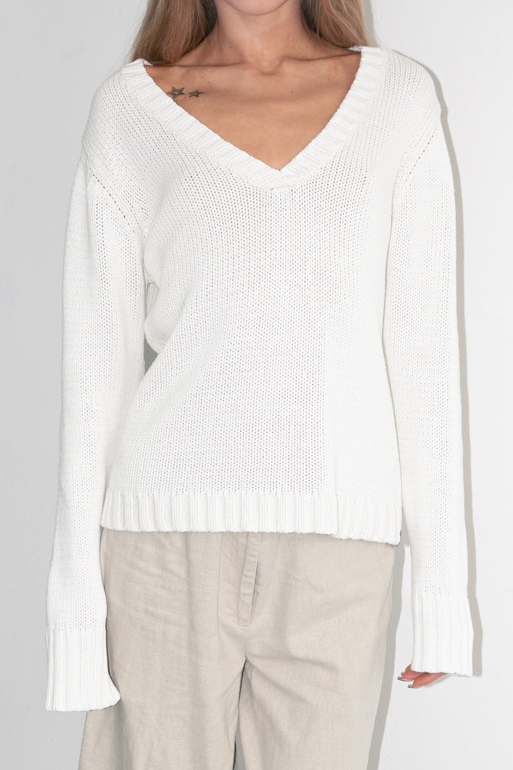White Cotton Summer Jumper - Size L