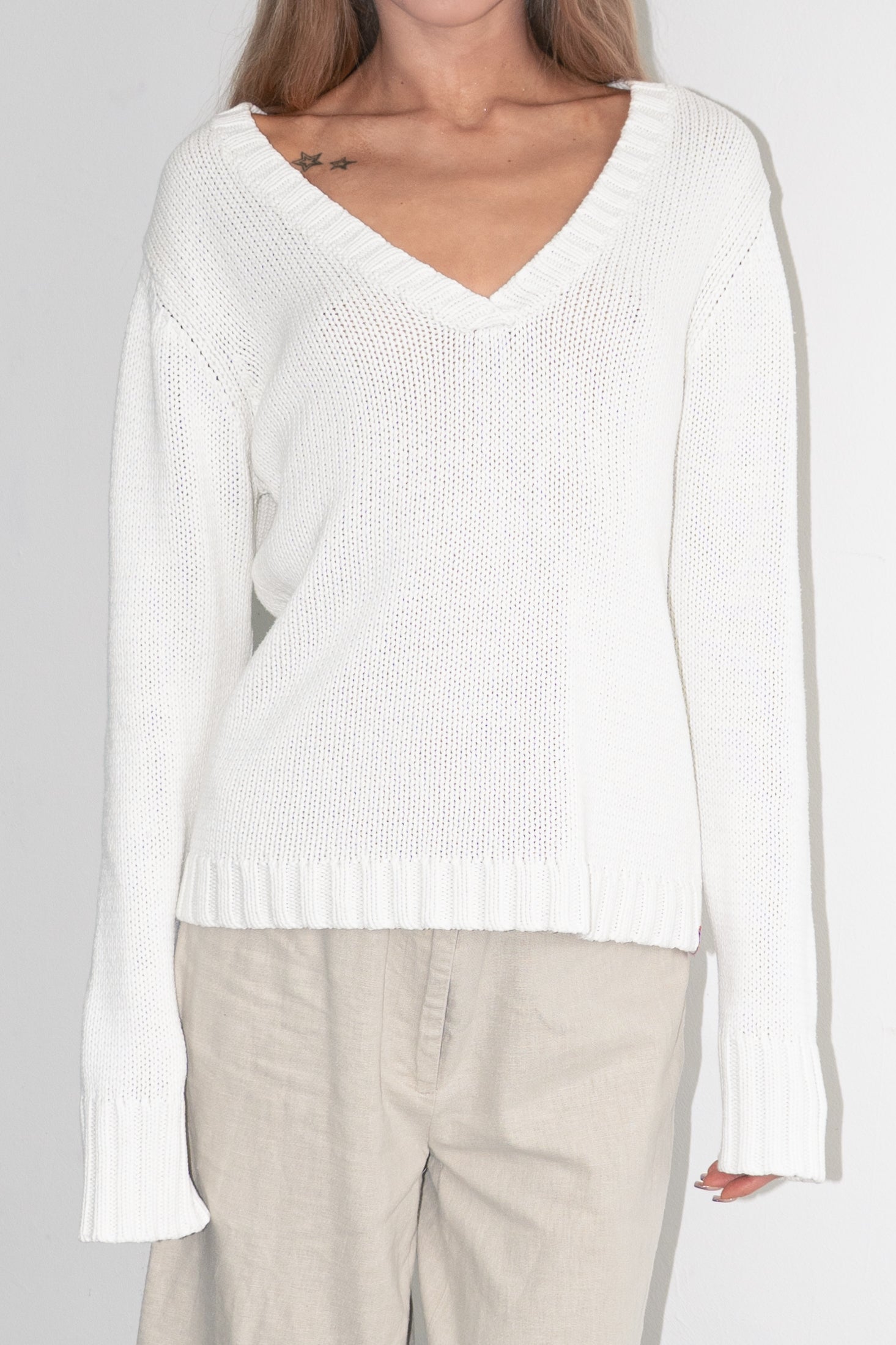 White Cotton Summer Jumper - Size L