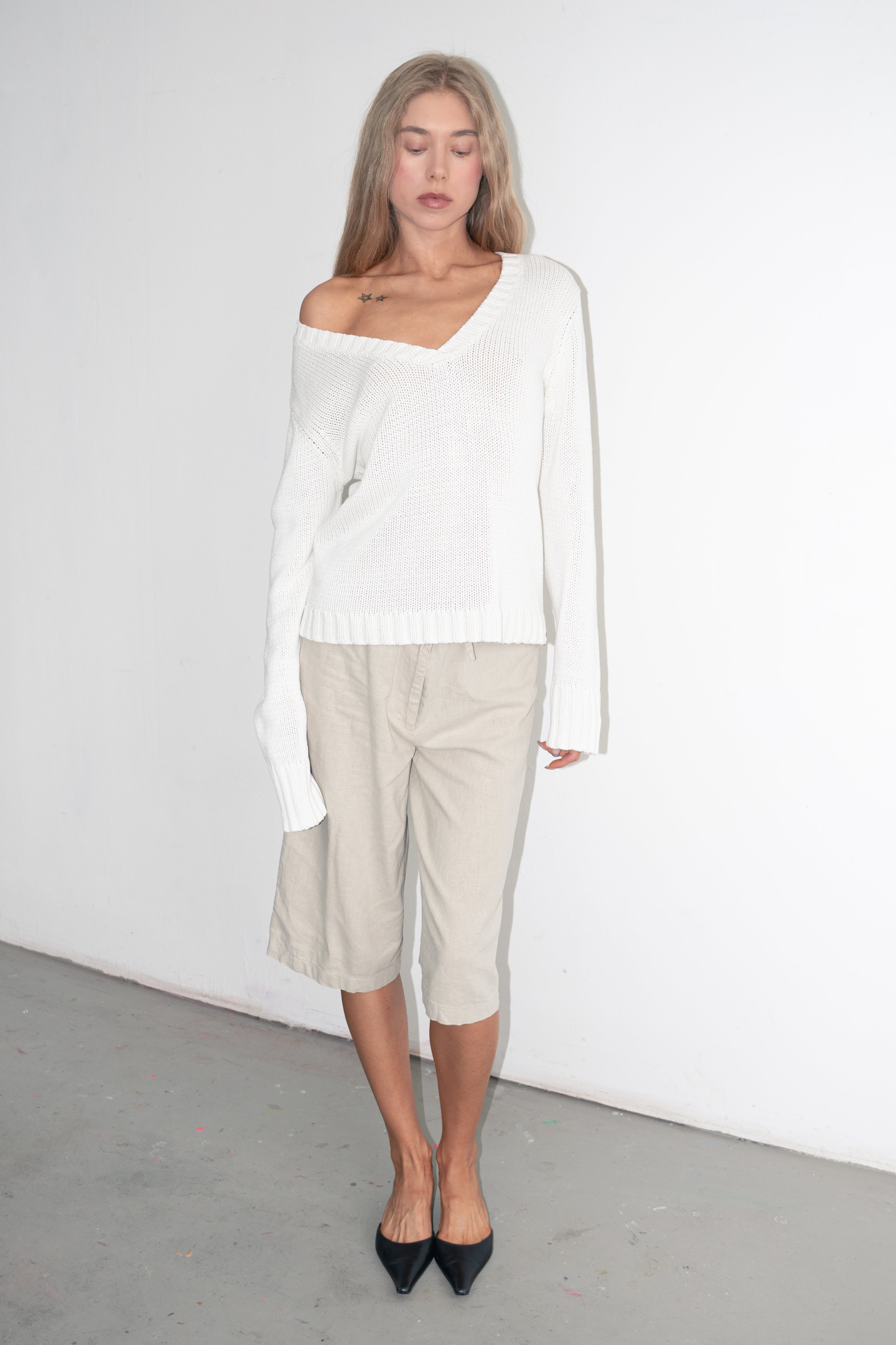 White Cotton Summer Jumper - Size L
