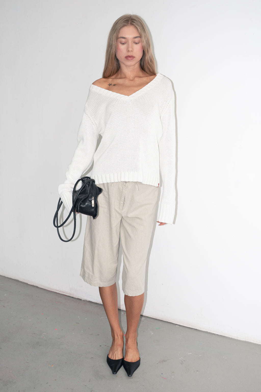 White Cotton Summer Jumper - Size L