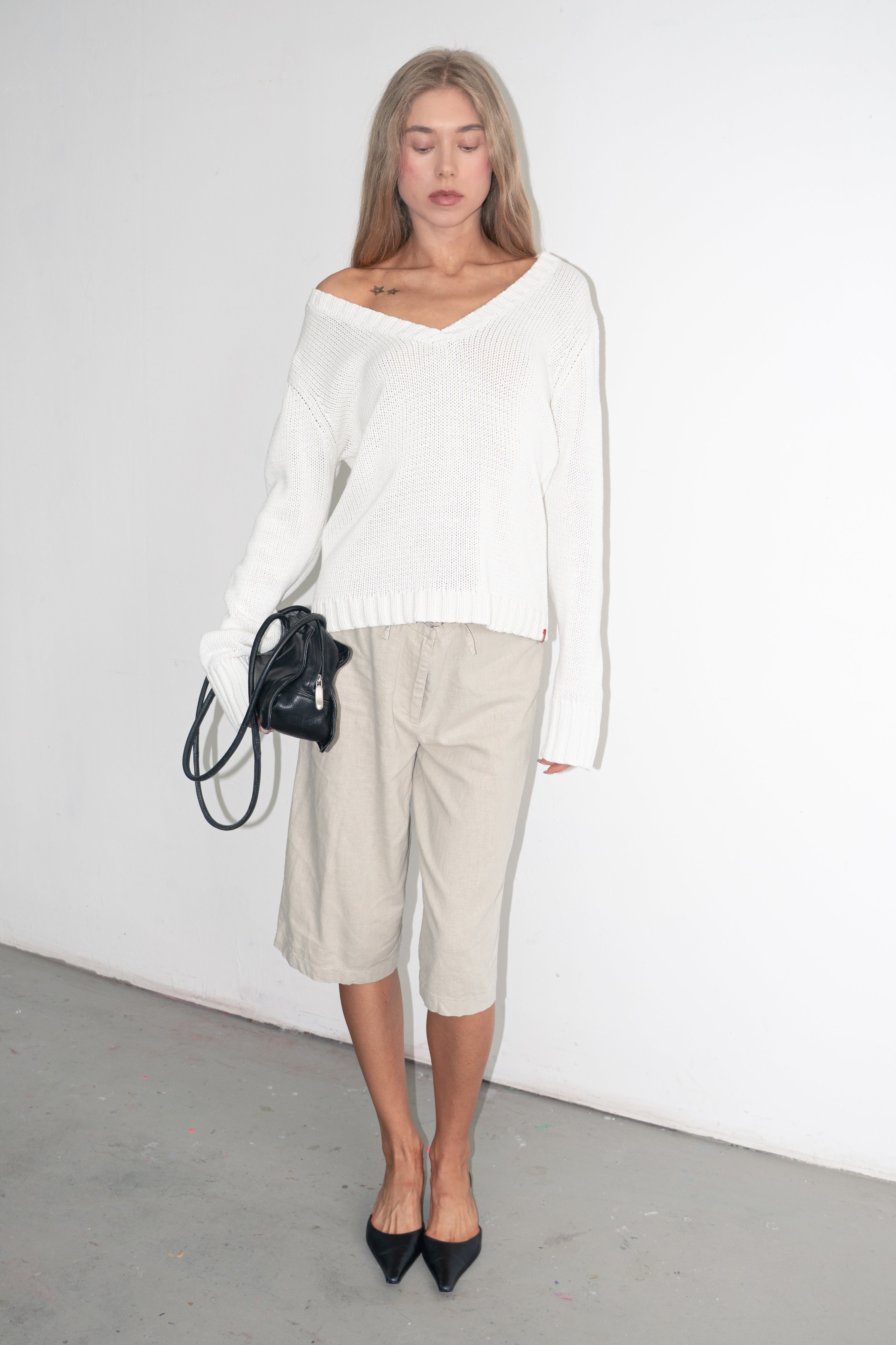 White Cotton Summer Jumper - Size L
