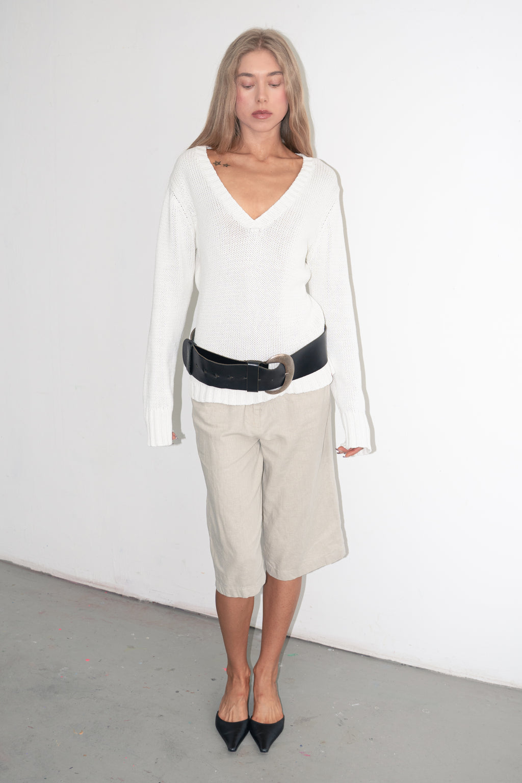 White Cotton Summer Jumper - Size L