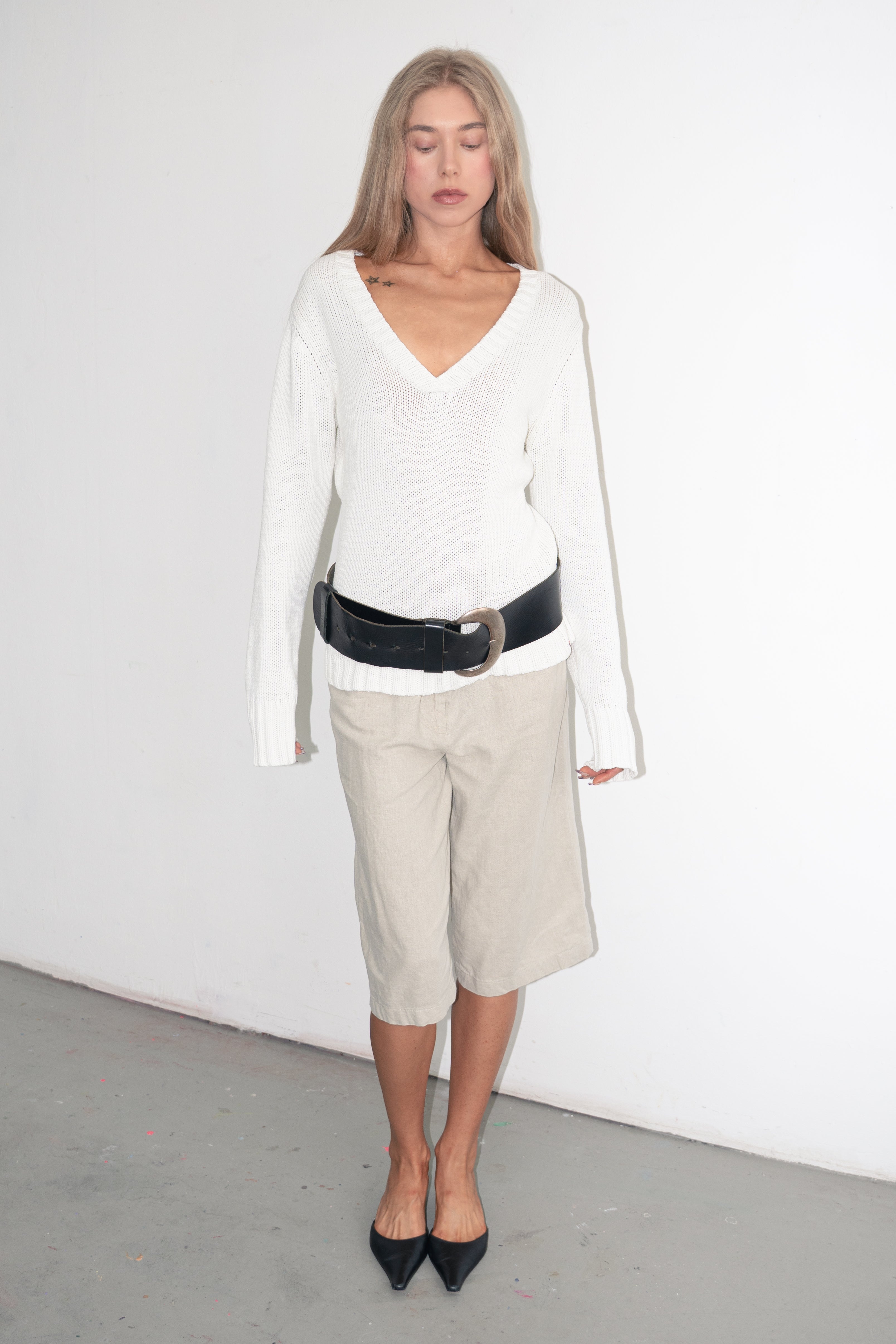 White Cotton Summer Jumper - Size L