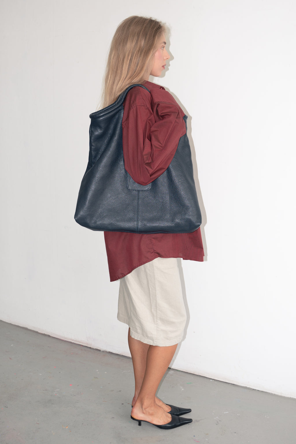 Dark Blue Leather Bag