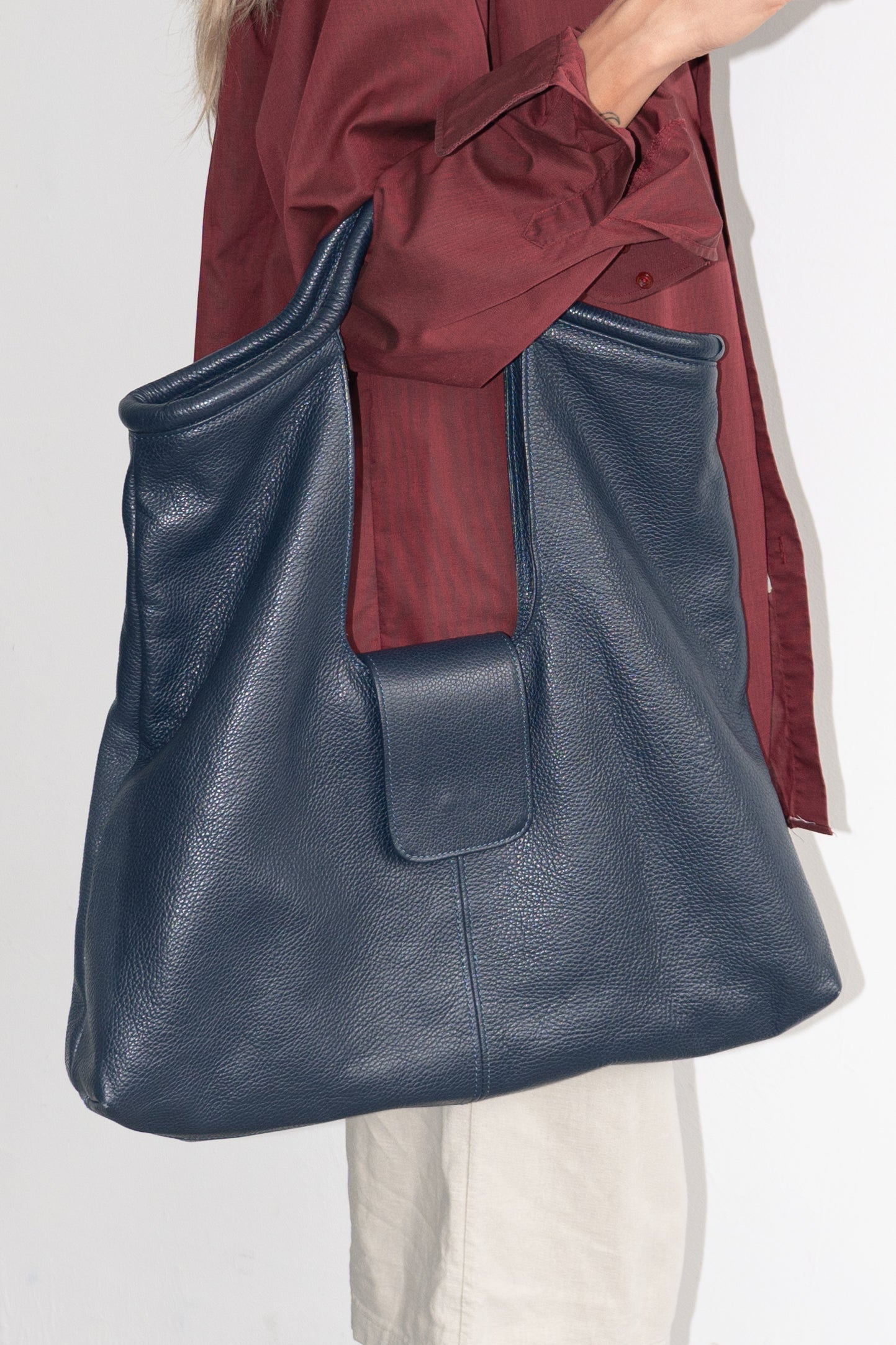 Dark Blue Leather Bag