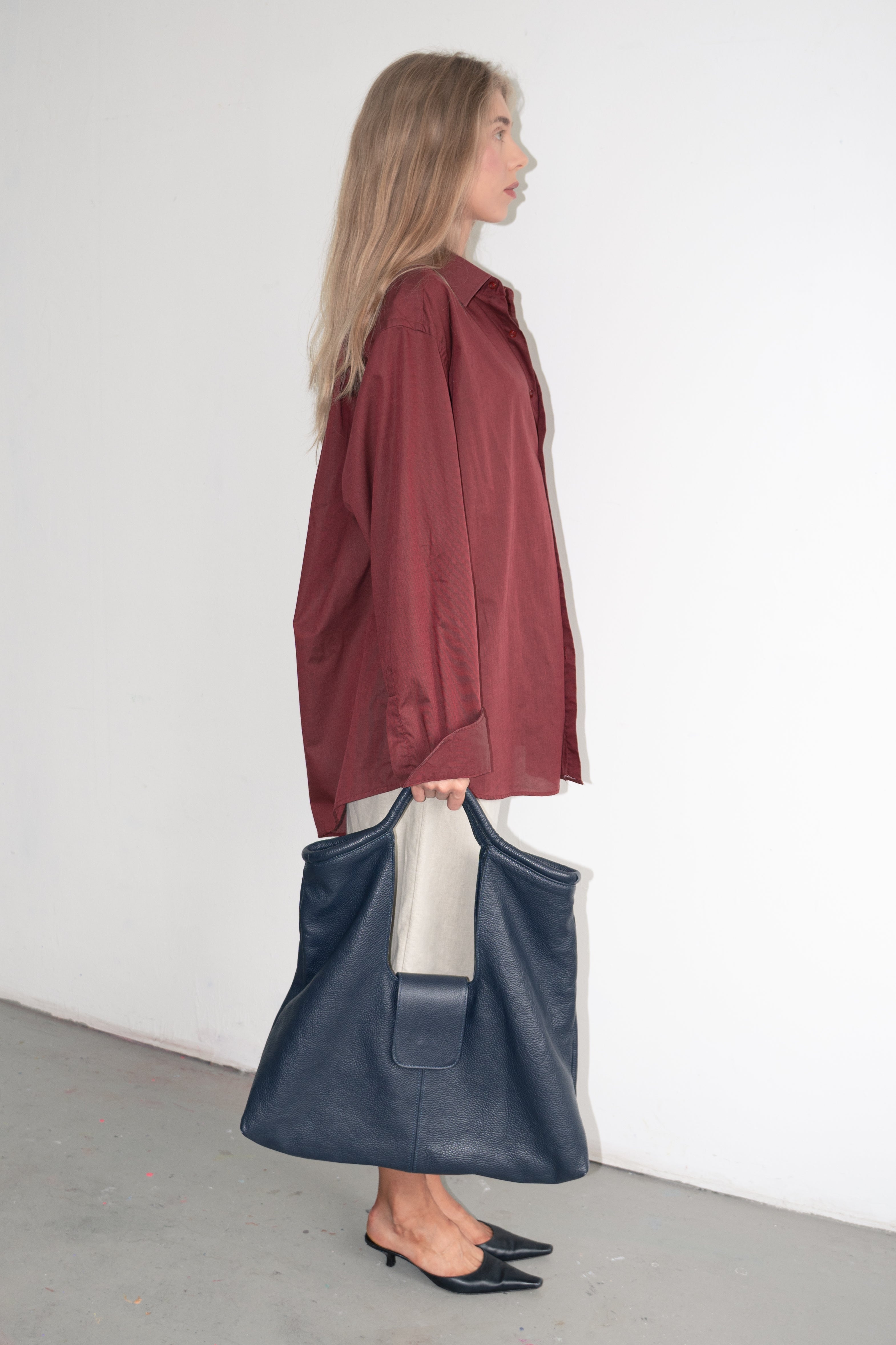 Dark Blue Leather Bag