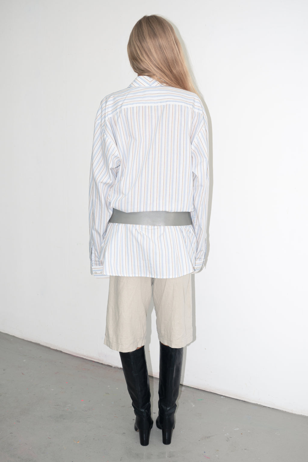 Oversized Men's Shirt Stripe Beige - Size XXL