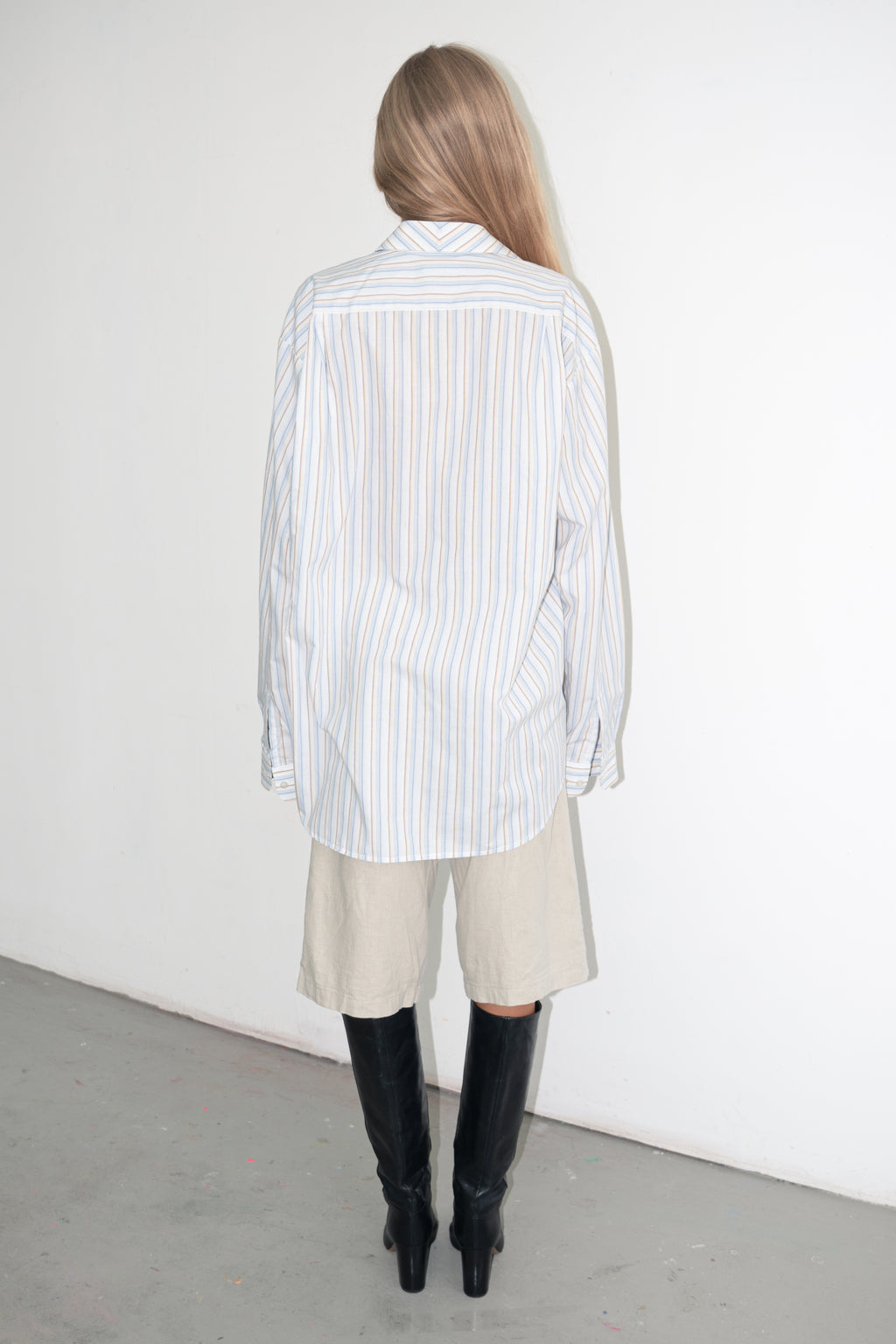 Oversized Men's Shirt Stripe Beige - Size XXL