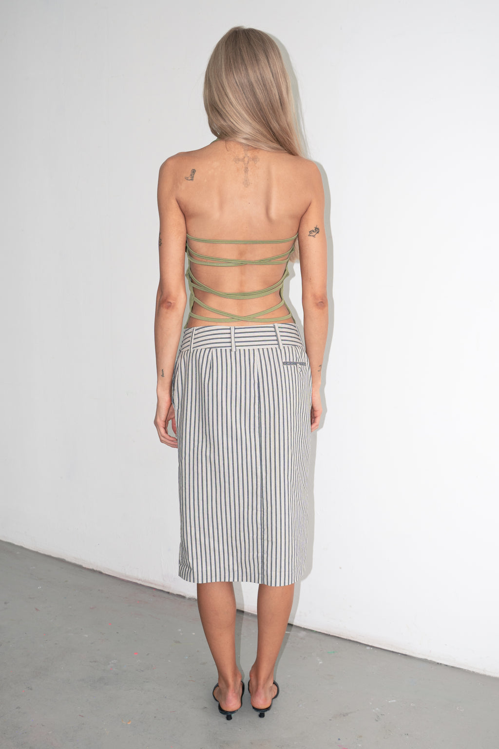 Striped Suit Skirt - Size S