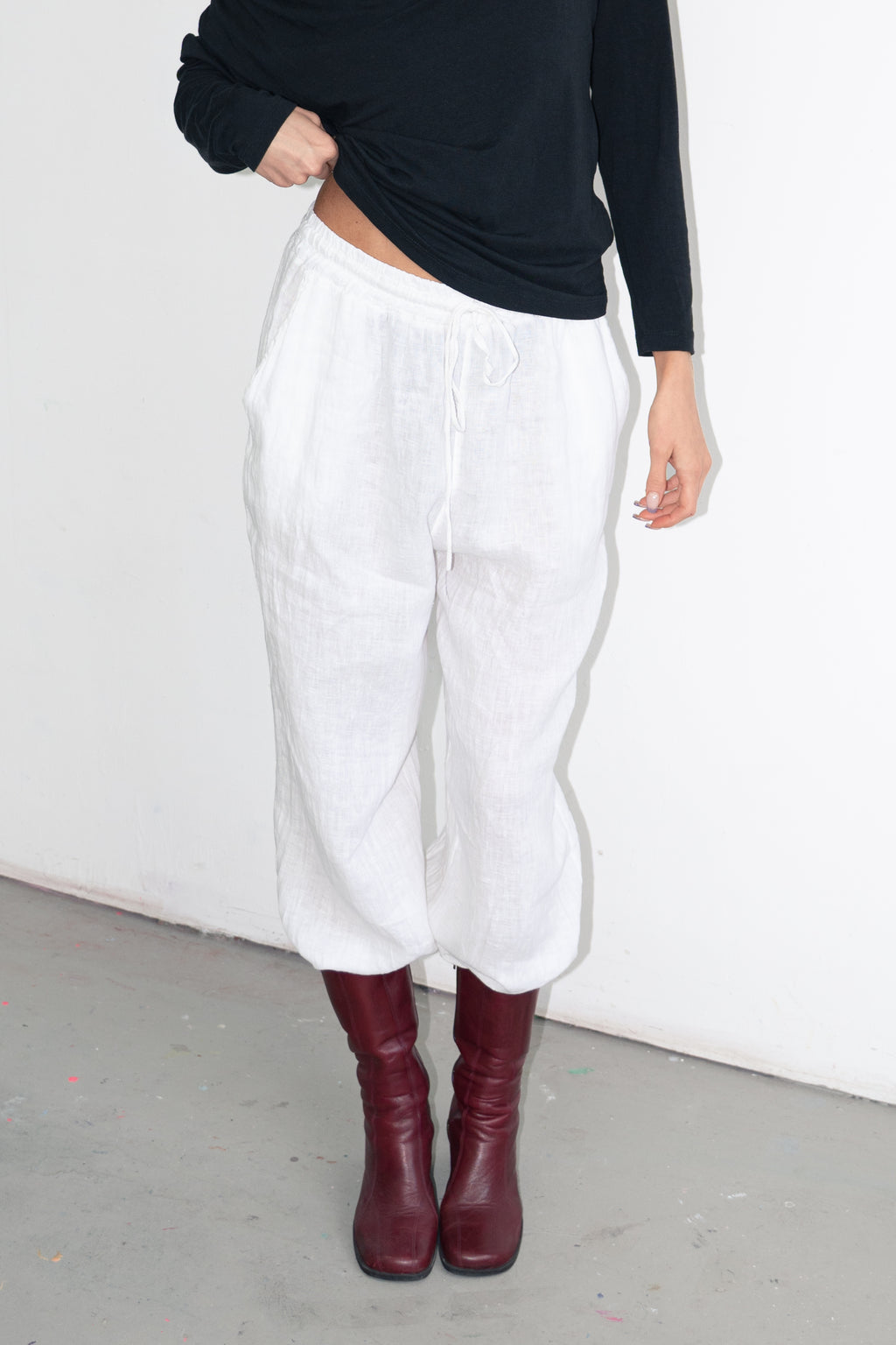 White Linnen Bottoms Made In Italy - Size L
