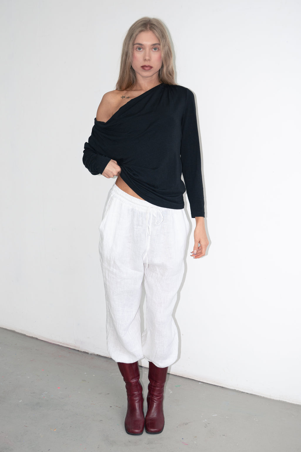 White Linnen Bottoms Made In Italy - Size L
