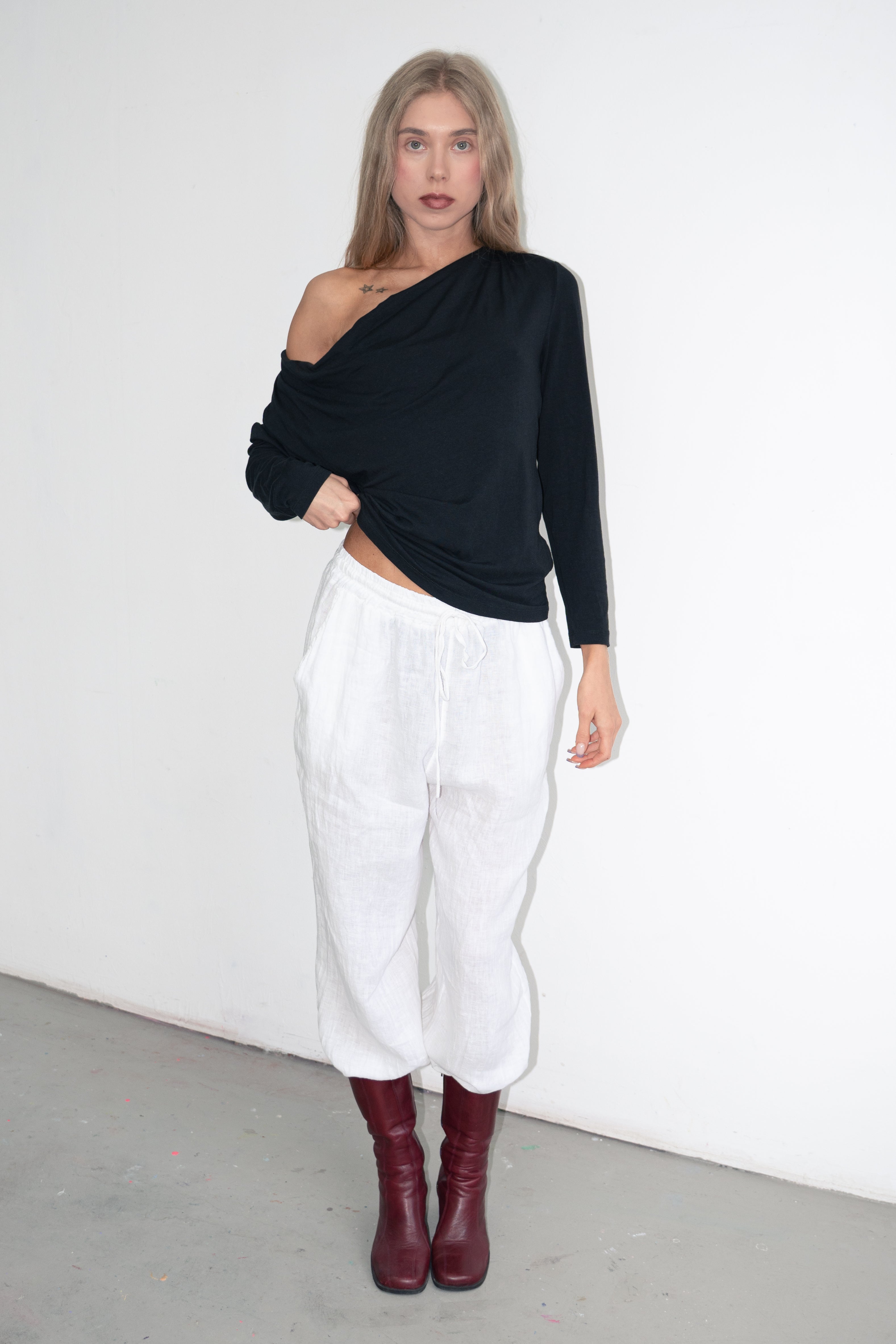 White Linnen Bottoms Made In Italy - Size L