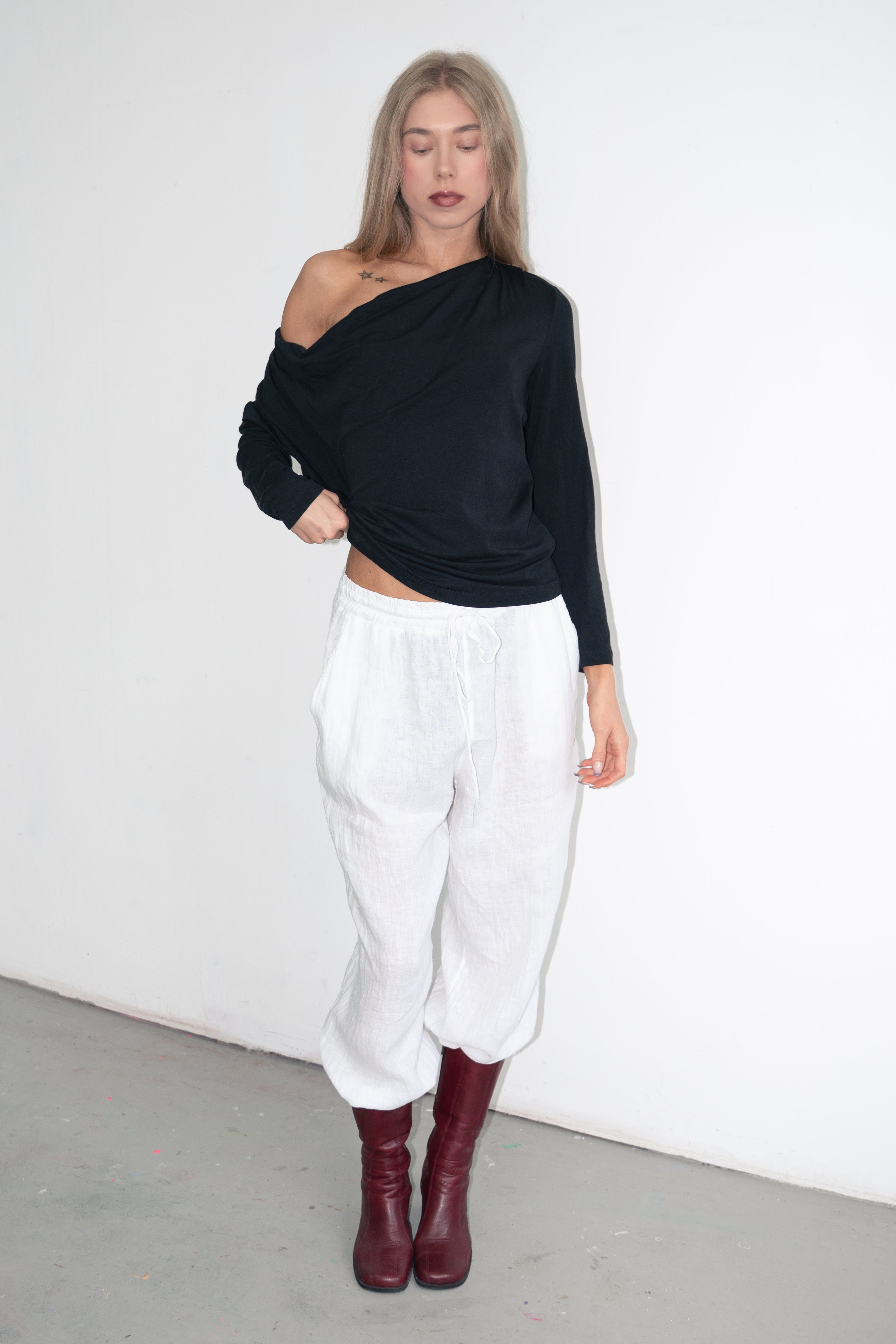 White Linnen Bottoms Made In Italy - Size L