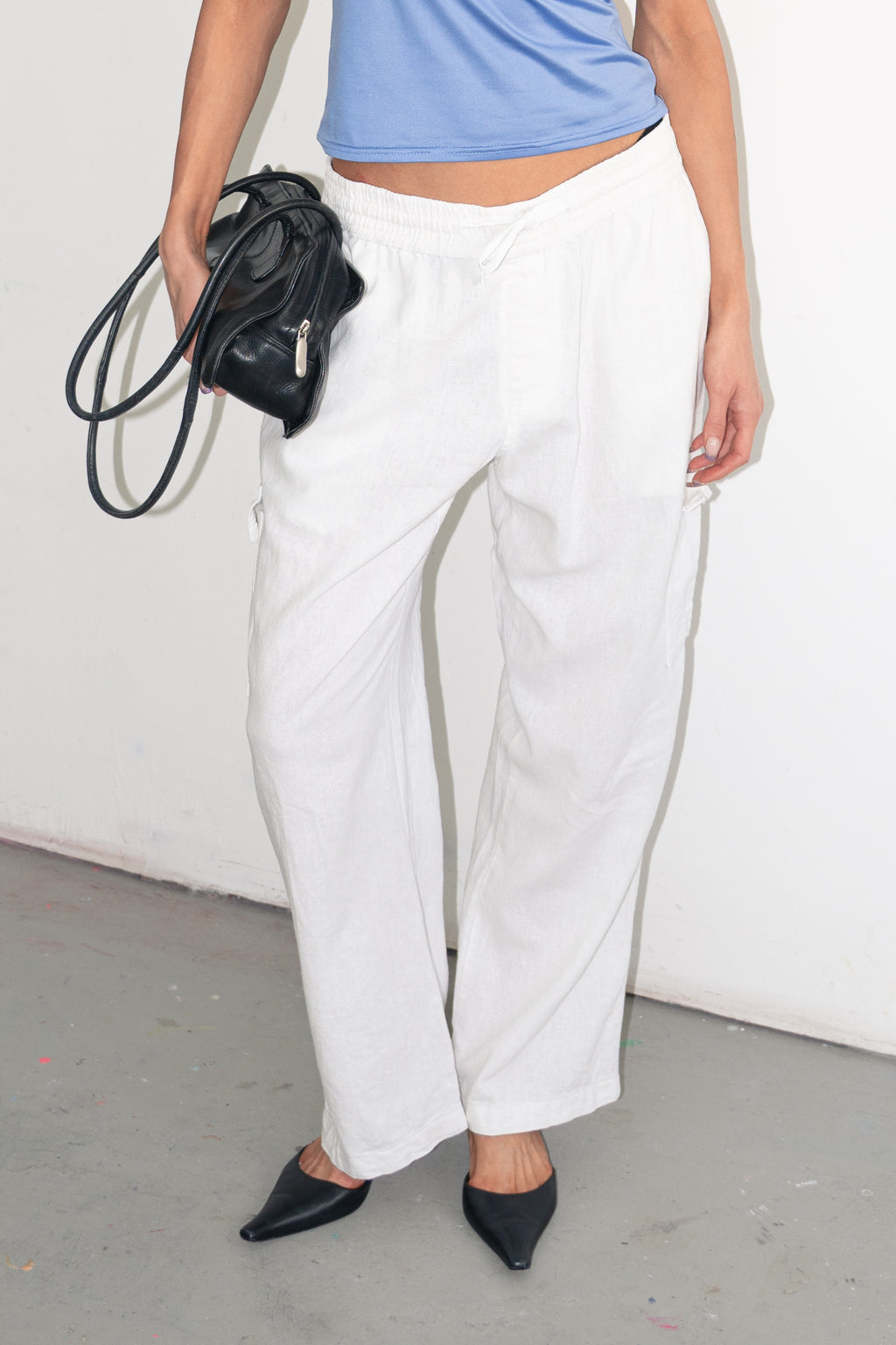 White Linnen Bottoms Cargo - Size L