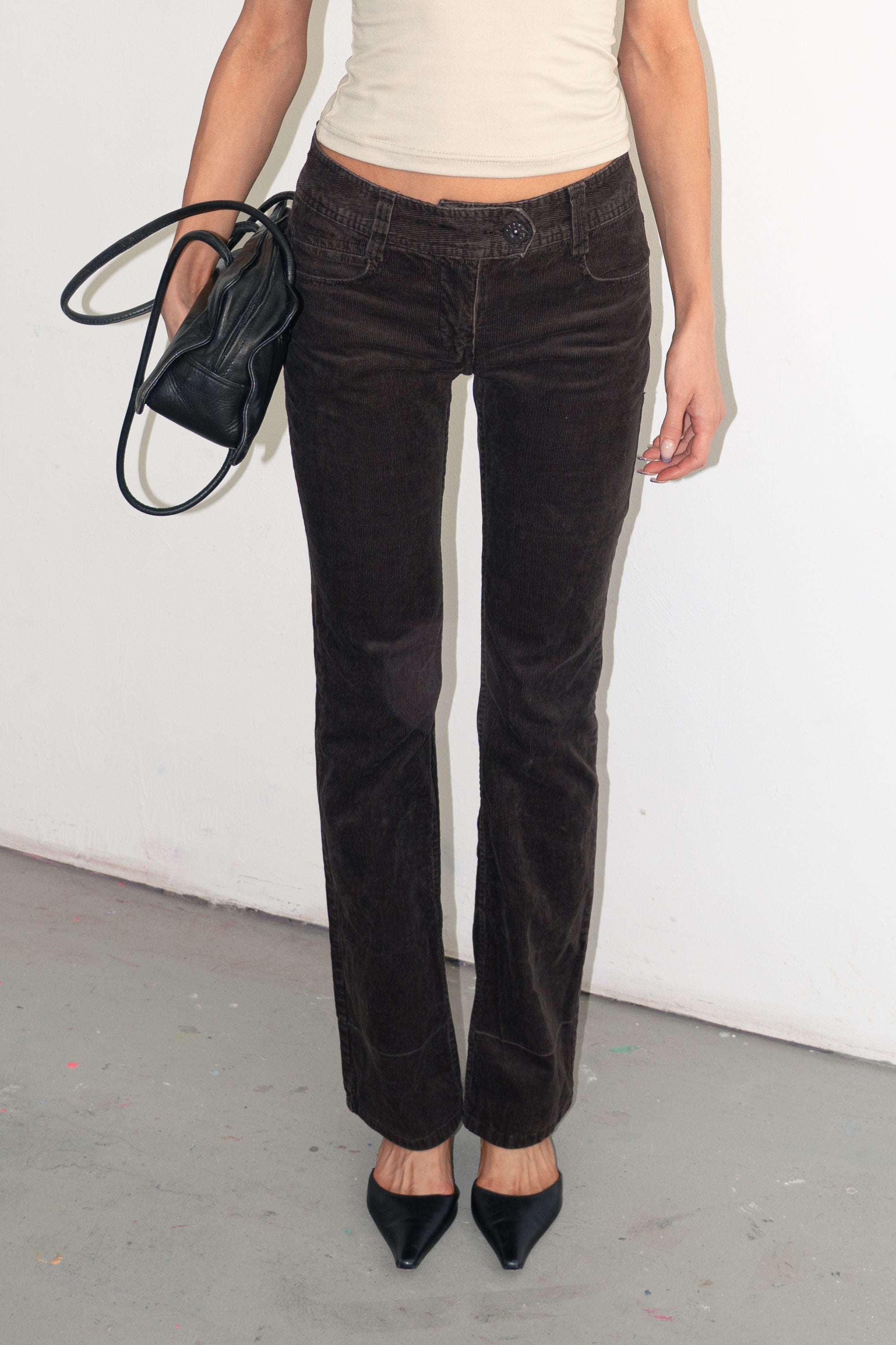 Brown Ribbed Trousers - Size XS