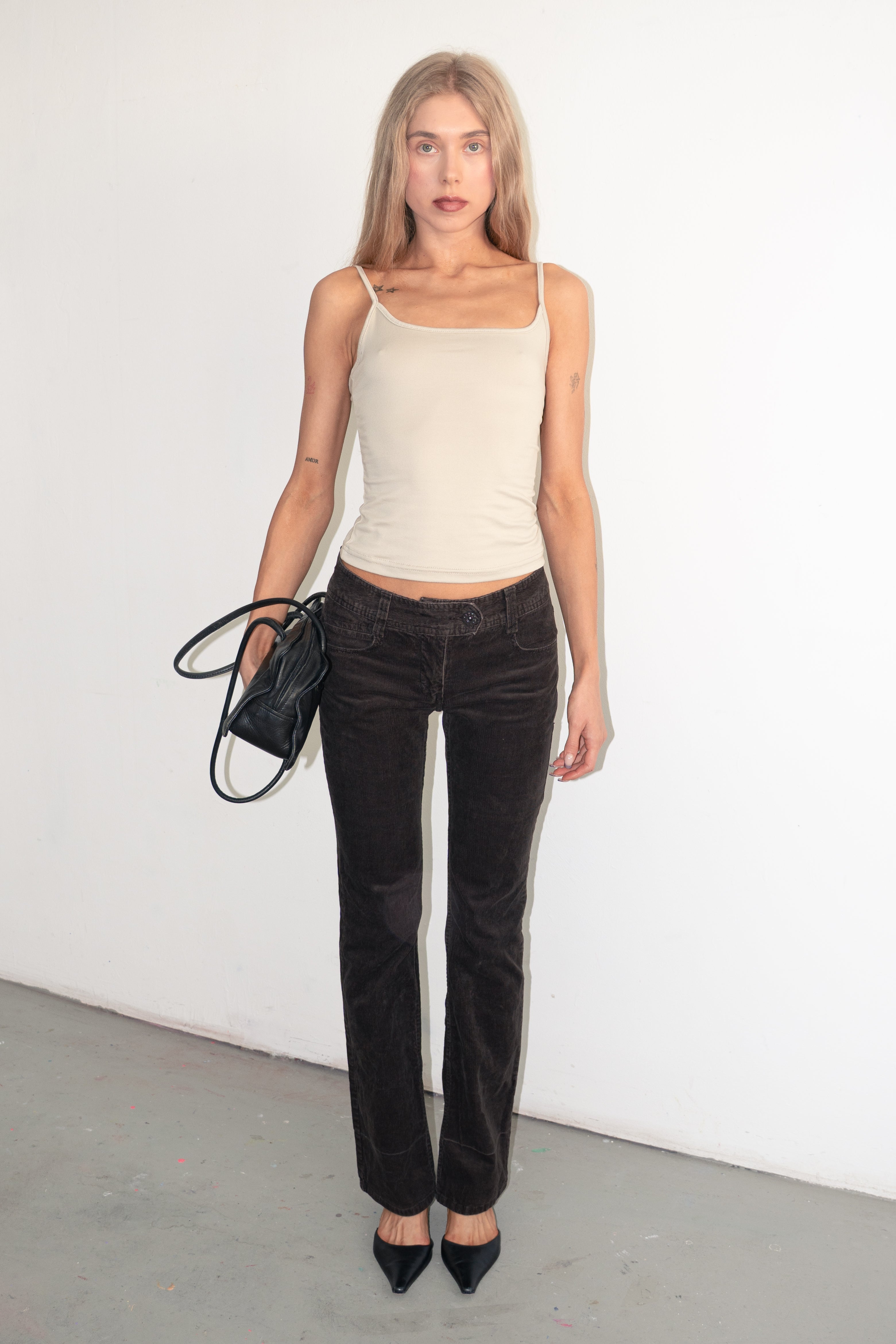 Brown Ribbed Trousers - Size XS