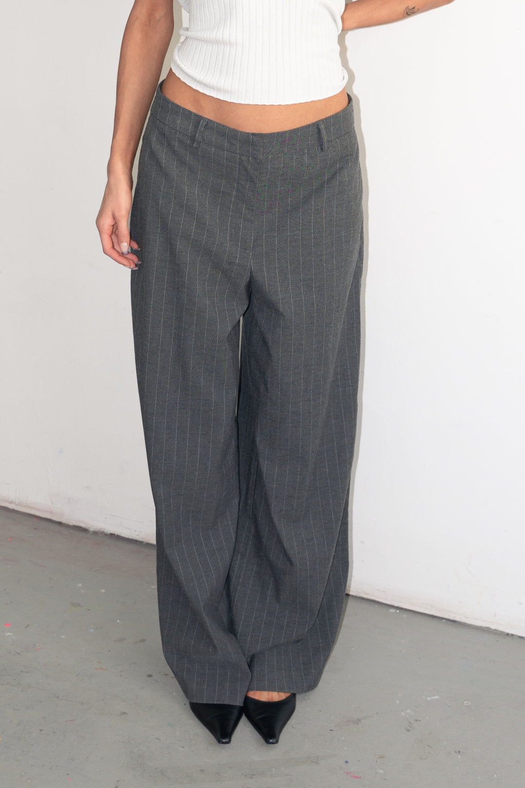 Grey Pinstripe Trousters - Size M