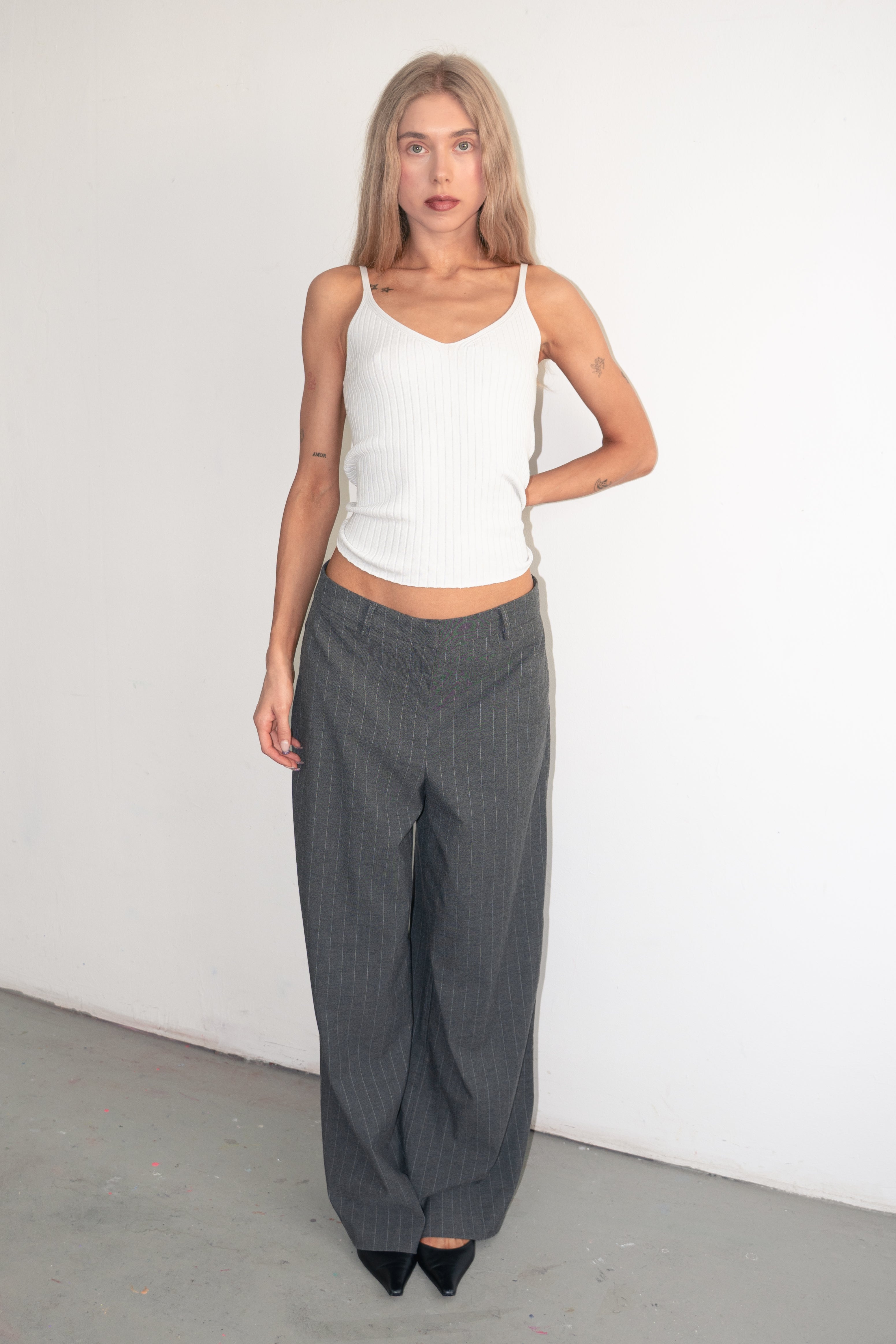 Grey Pinstripe Trousters - Size M