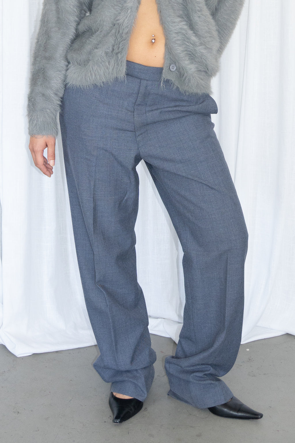 Slate Blue Wool Trousers - Size M