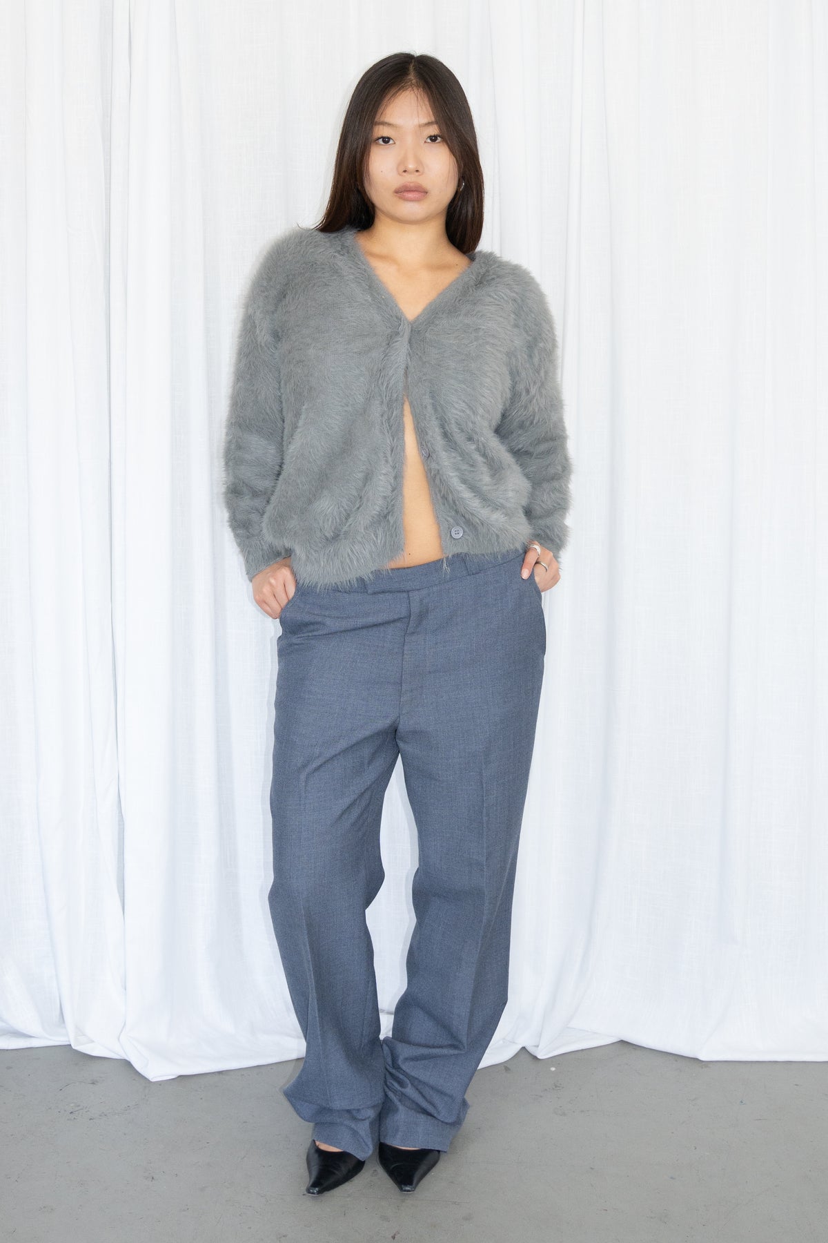 Slate Blue Wool Trousers - Size M