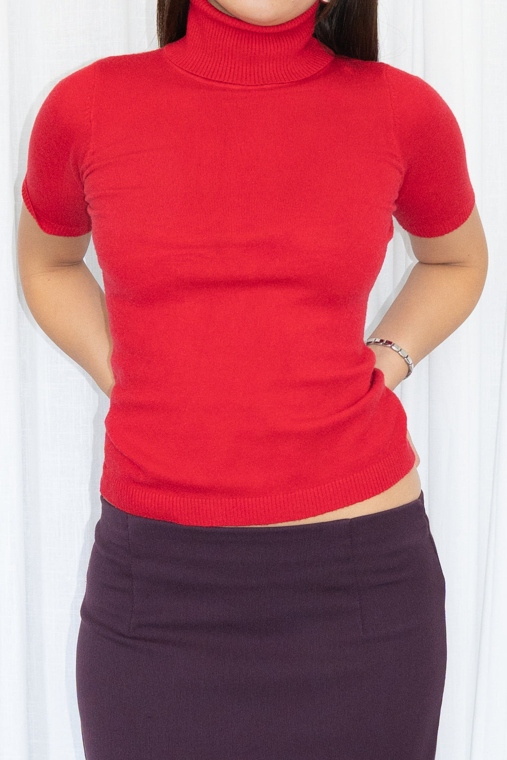 Red Turtleneck Short Sleeve - Size S