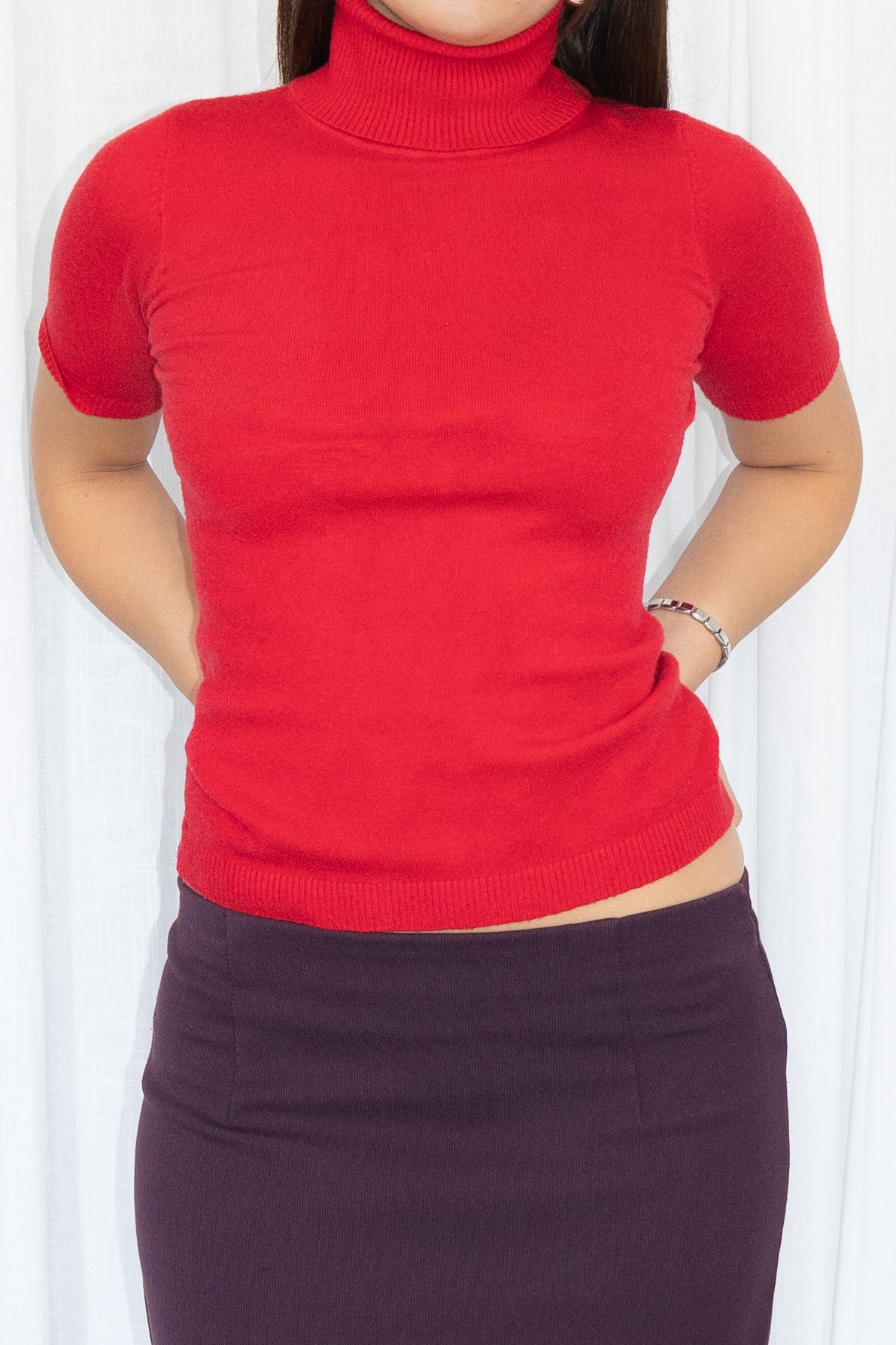 Red Turtleneck Short Sleeve - Size S