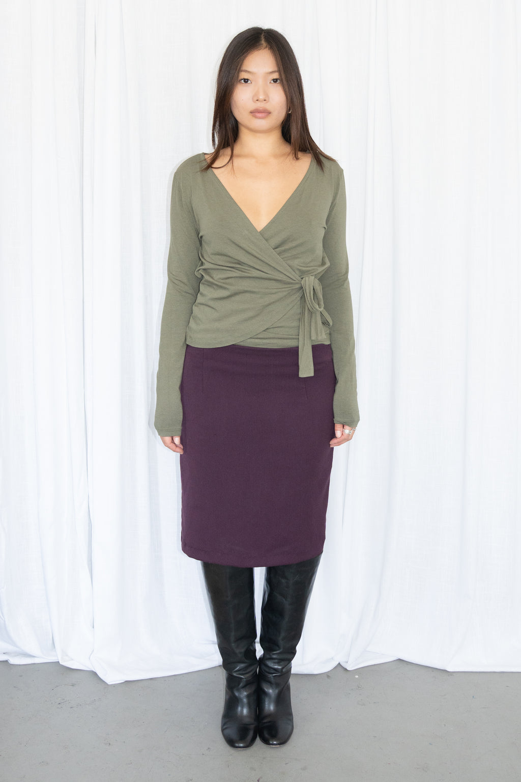 Green Wrap Top - Size M