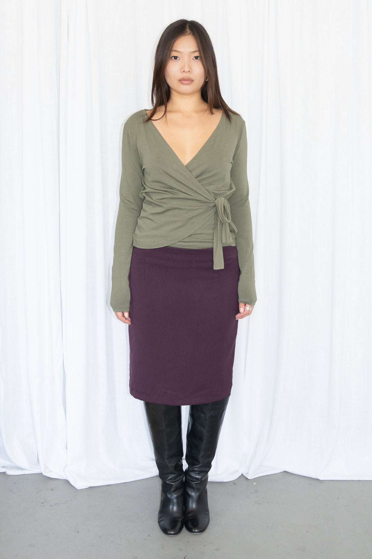 Green Wrap Top - Size M