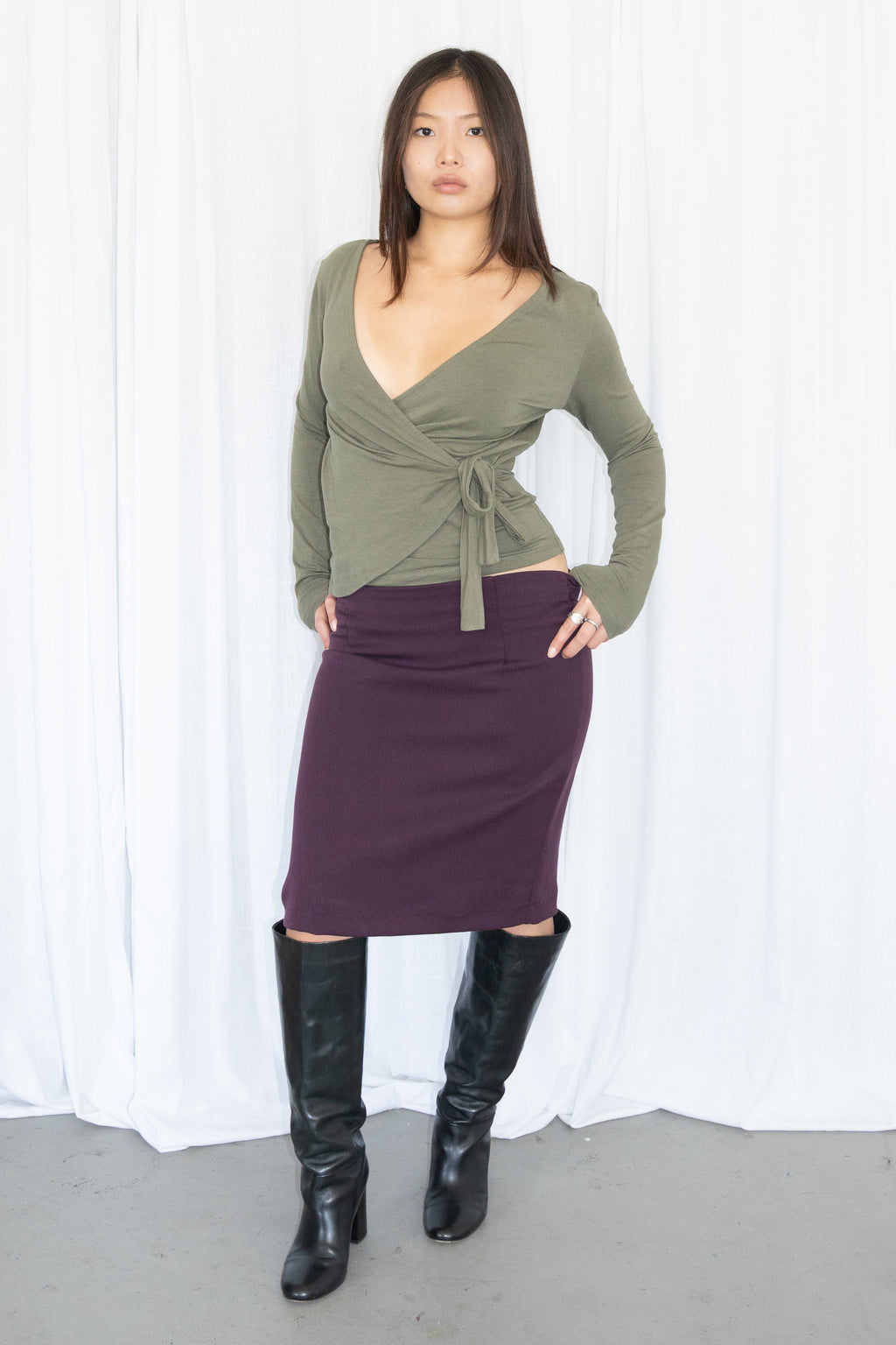 Green Wrap Top - Size M
